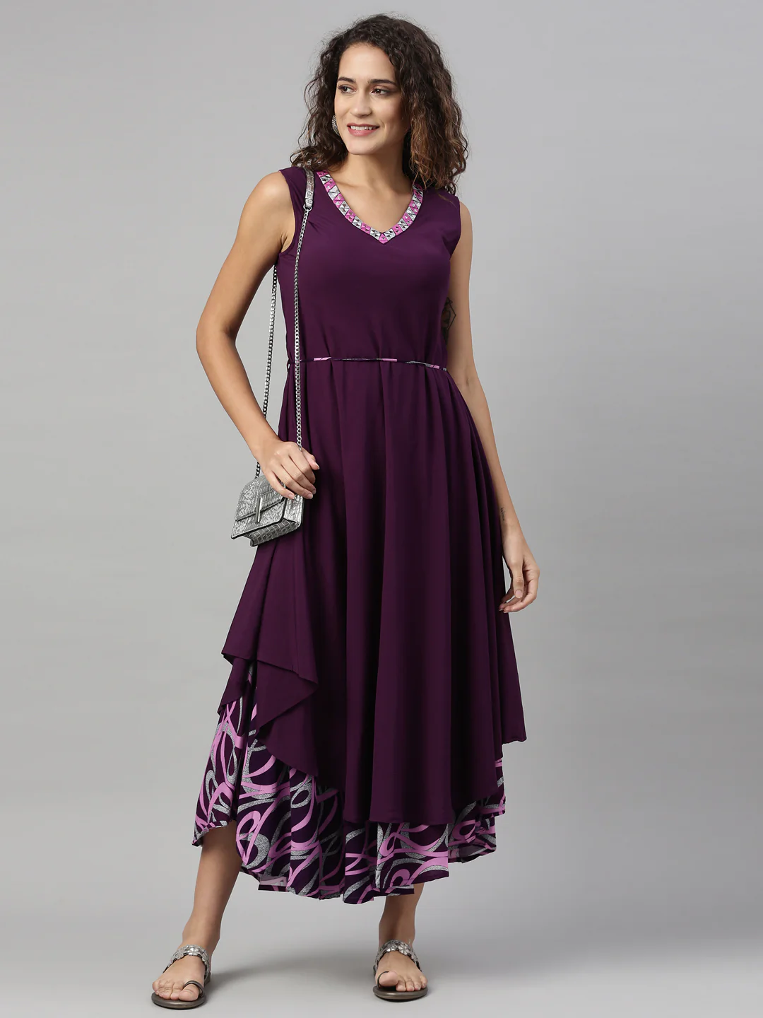 Neerus Purple Color Rayon Fabric Kurta - Image 4