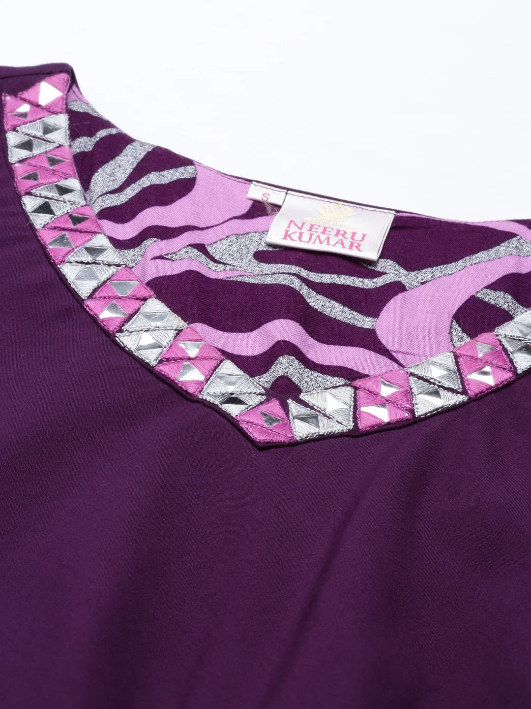 Neerus Purple Color Rayon Fabric Kurta - Image 5