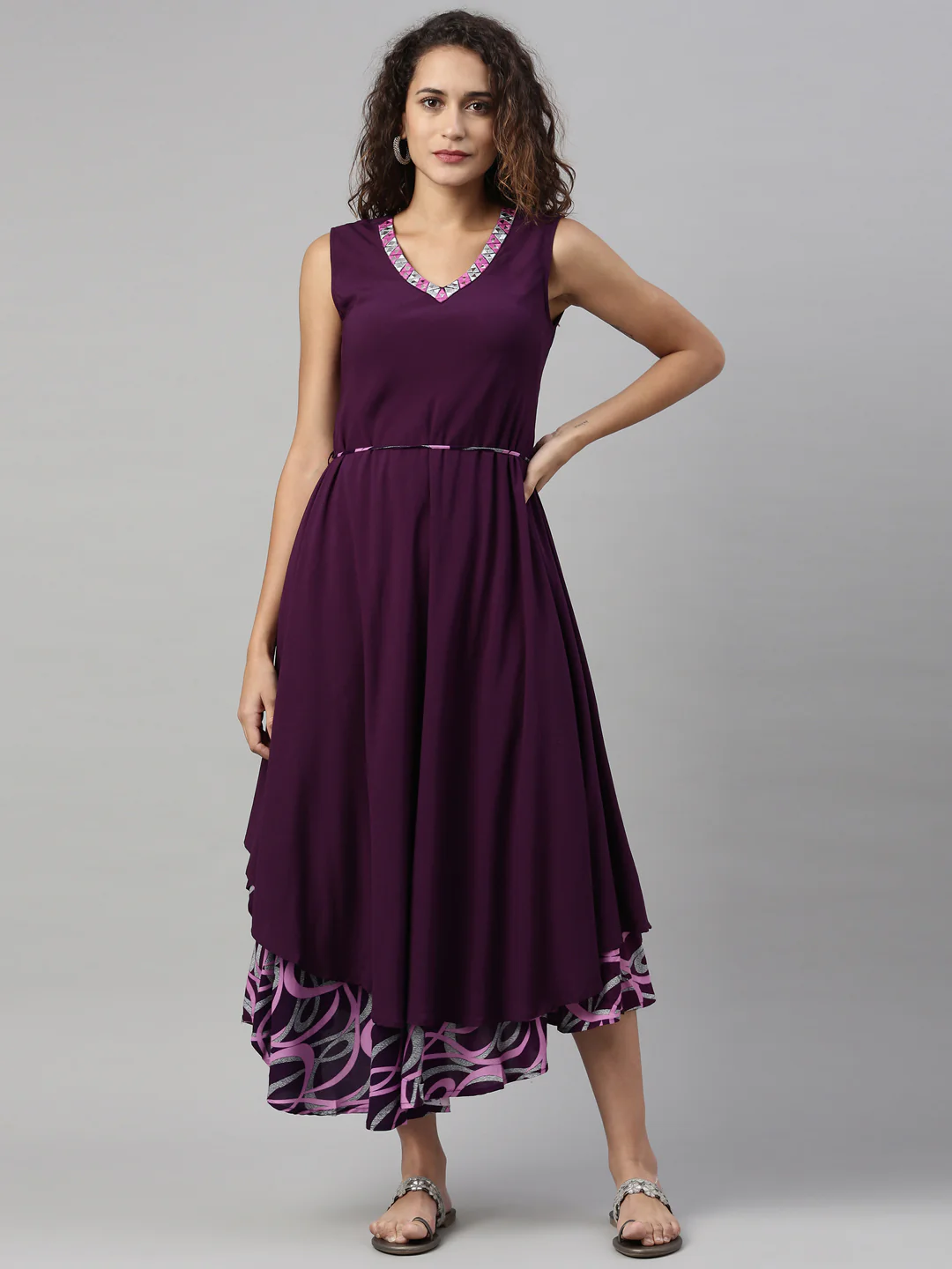 Neerus Purple Color Rayon Fabric Kurta - Image 6