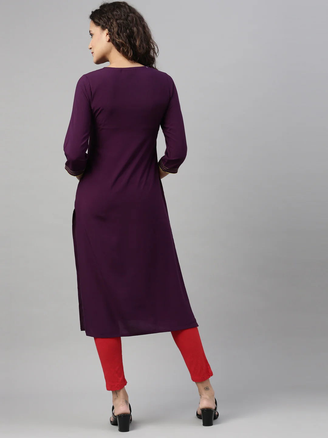 Neerus Purple Color Rayon Fabric Kurta - Image 2