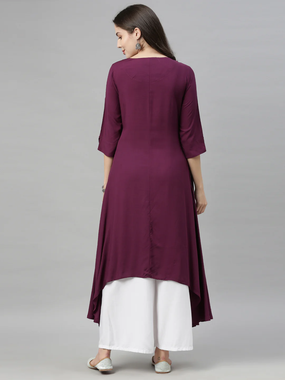 Neerus Purple Color Rayon Fabric Tunic - Image 6