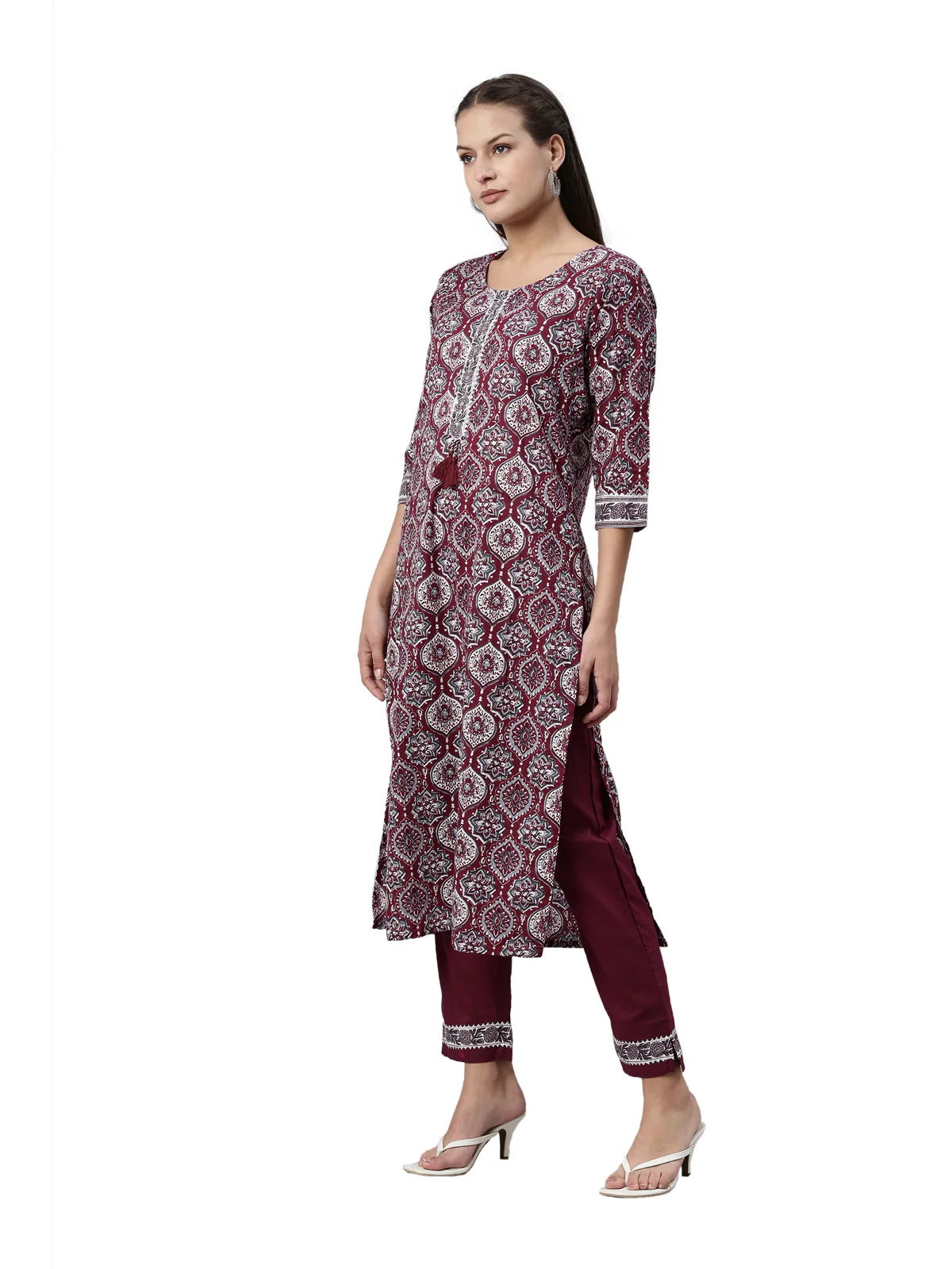 Neerus Purple Color Santoon Fabric Kurta Set - Image 3