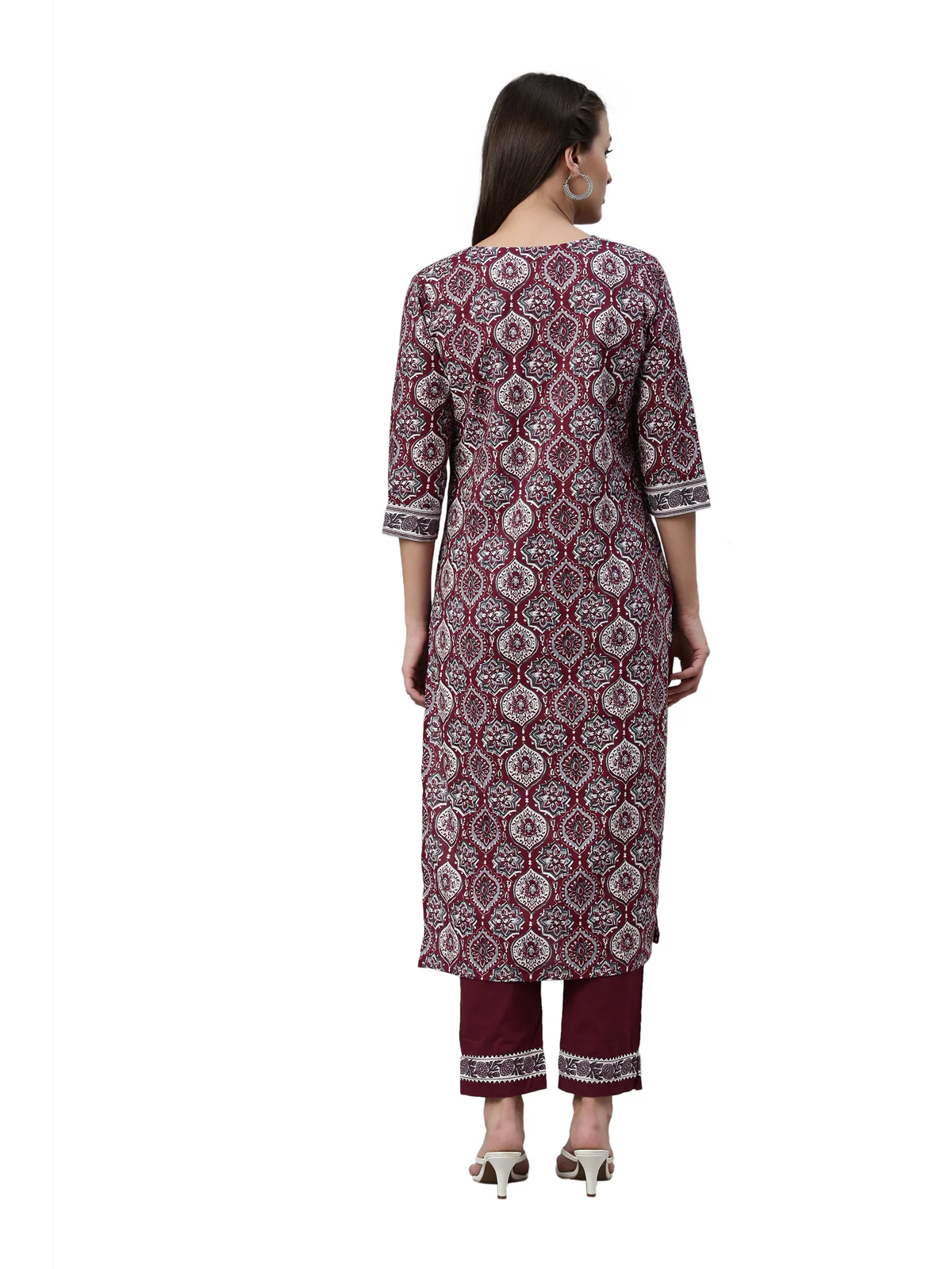Neerus Purple Color Santoon Fabric Kurta Set - Image 5