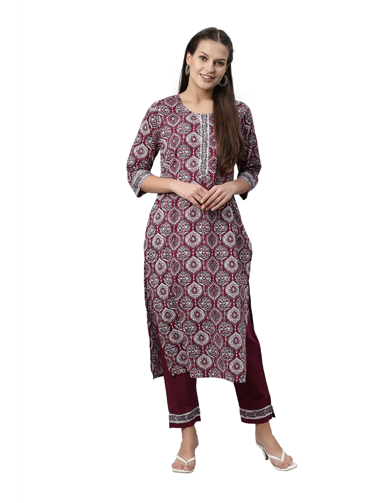 Neerus Purple Color Santoon Fabric Kurta Set - Image 6
