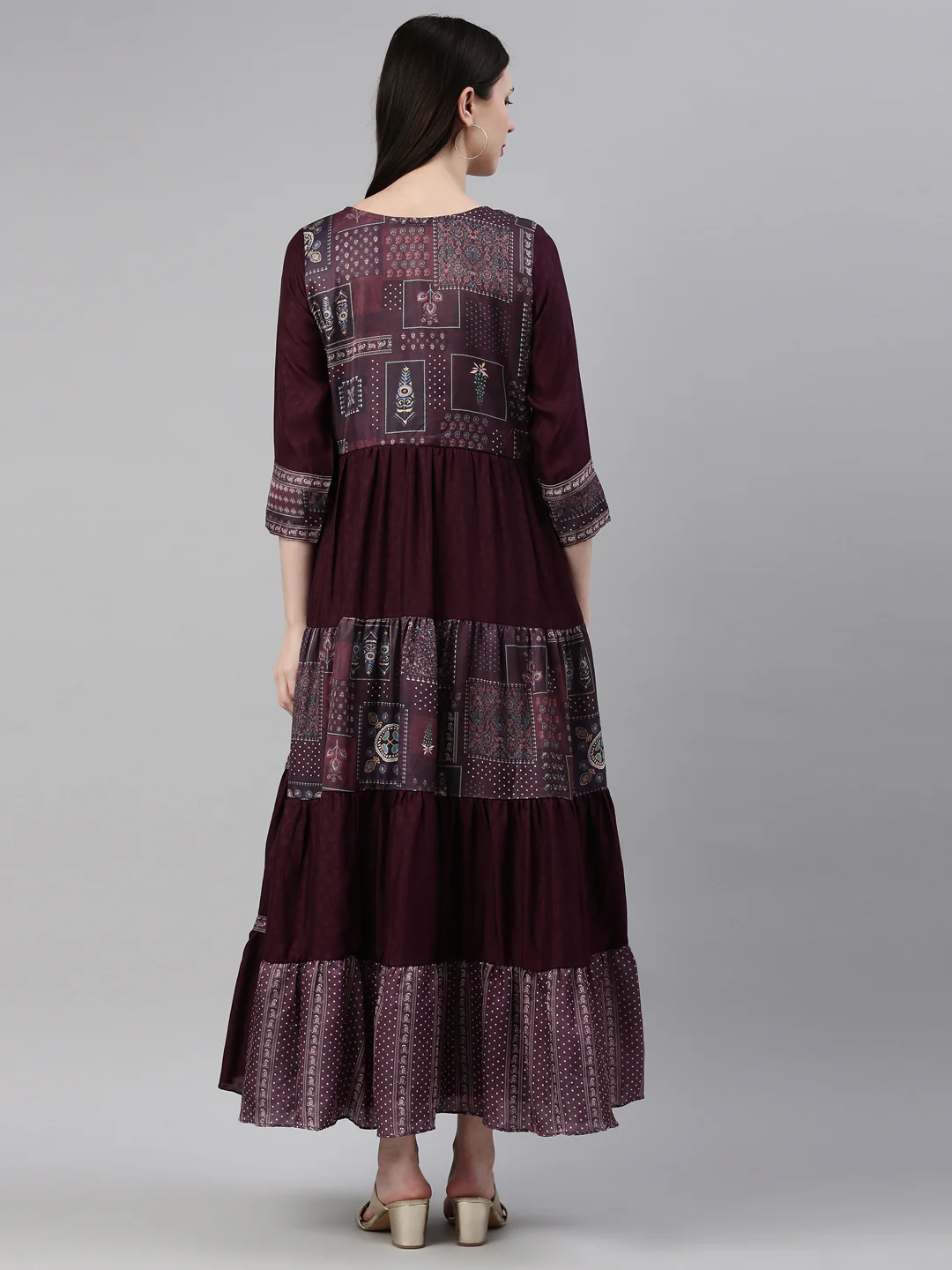 Neerus Purple Color Silk Fabric Gown - Image 5