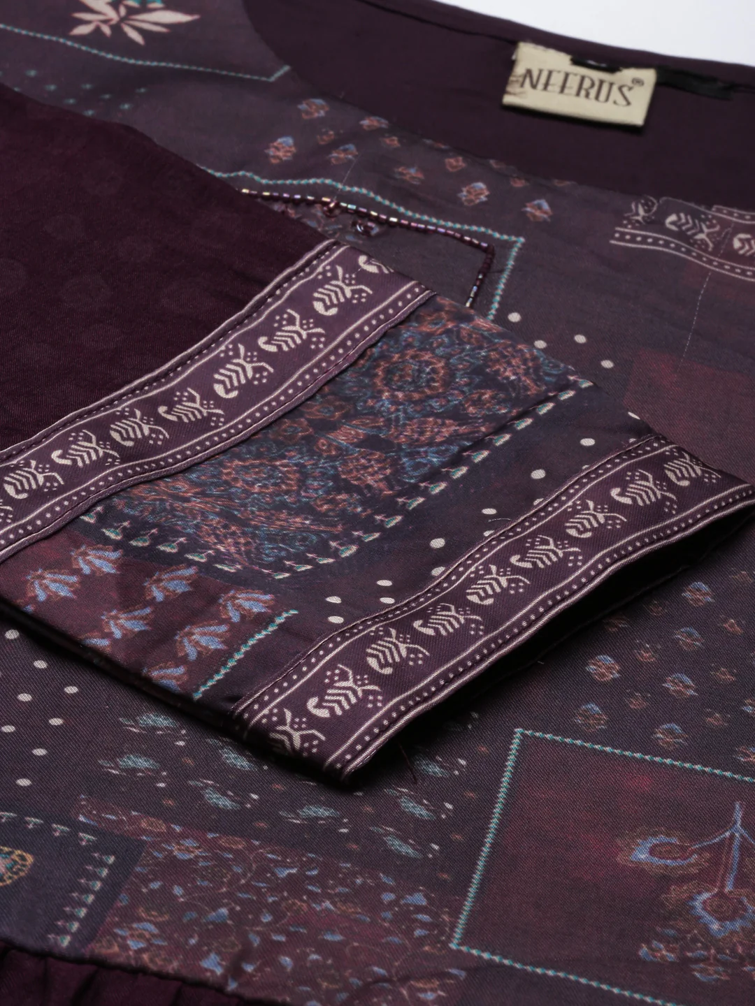 Neerus Purple Color Silk Fabric Gown - Image 7