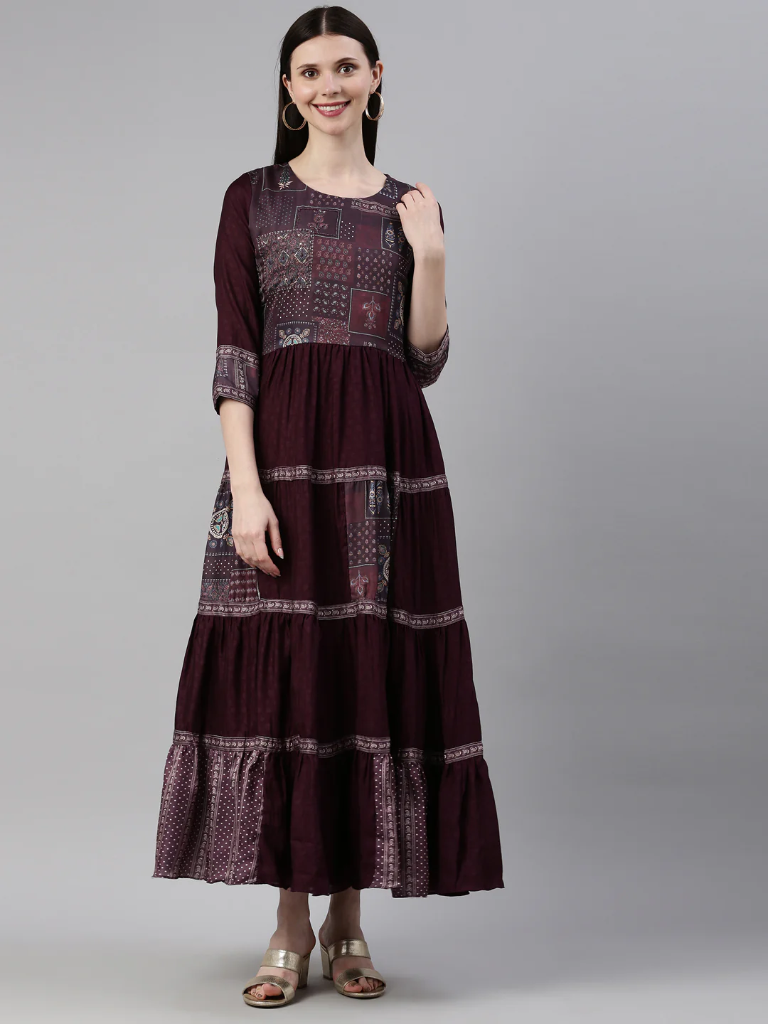 Neerus Purple Color Silk Fabric Gown - Image 9