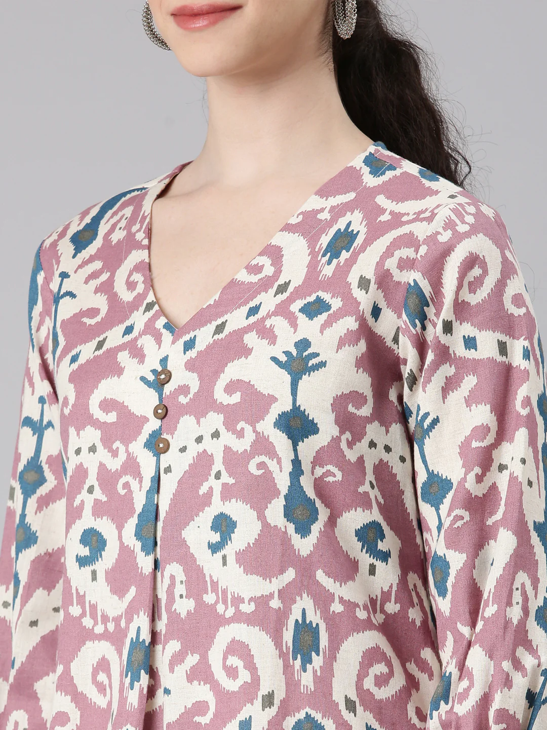 Neerus Purple Curved Casual Tribal Panelled Kurta - Image 4