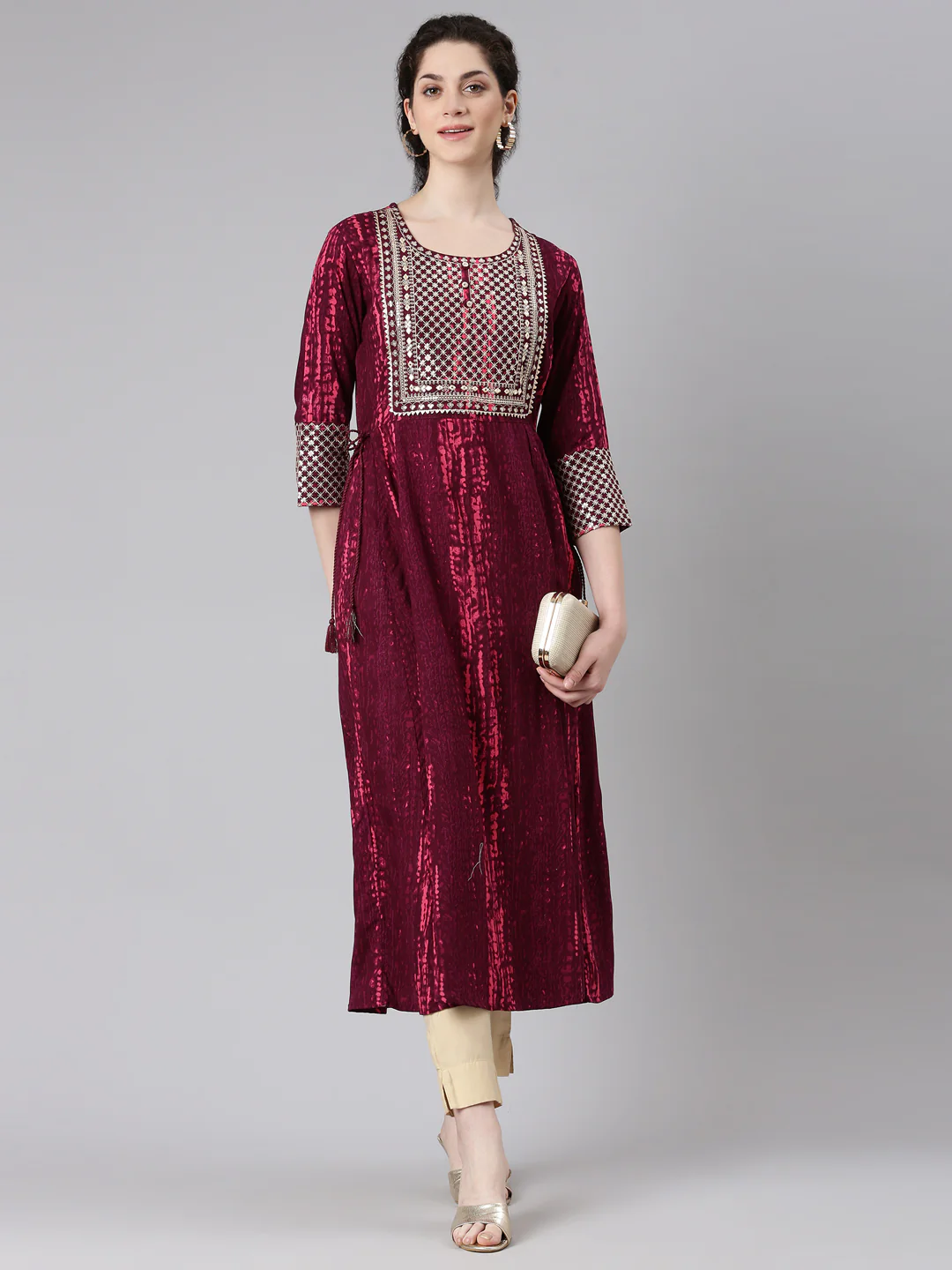 Neerus Purple Embellished Maxi Dresses - Image 5