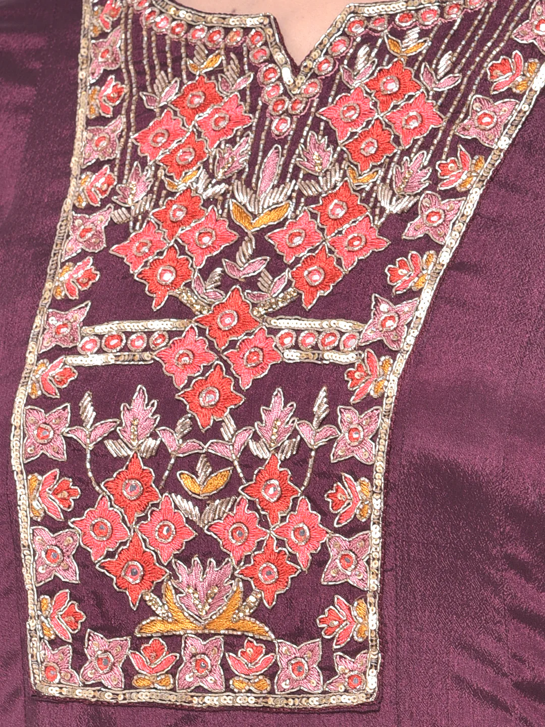 Neerus Purple Embroidered Anarkali Kurta With Dupatta - Image 5
