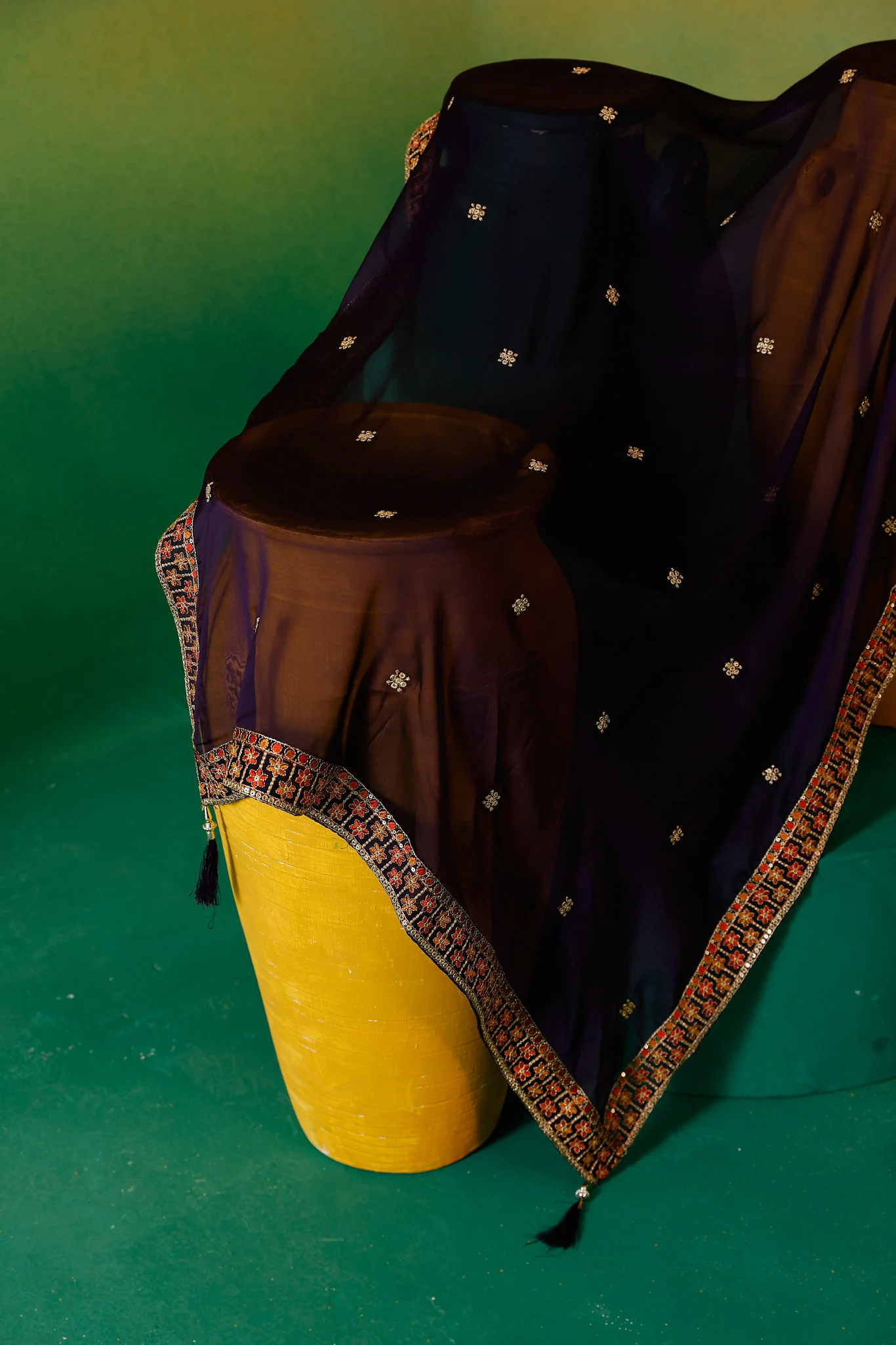 Neerus Purple Embroidery Silk Fabric Anarkali Trouser and Dupatta - Image 16