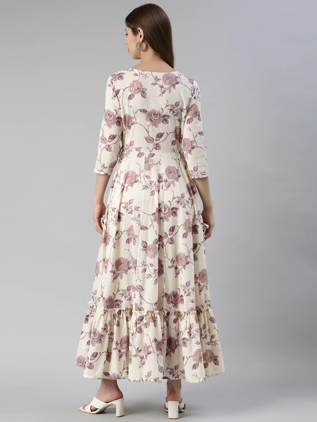 Neerus Purple Maxi Casual Printed Dresses - Image 3