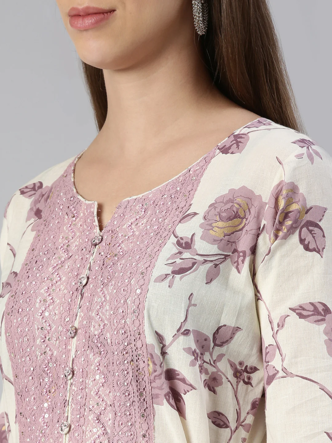 Neerus Purple Maxi Casual Printed Dresses - Image 4
