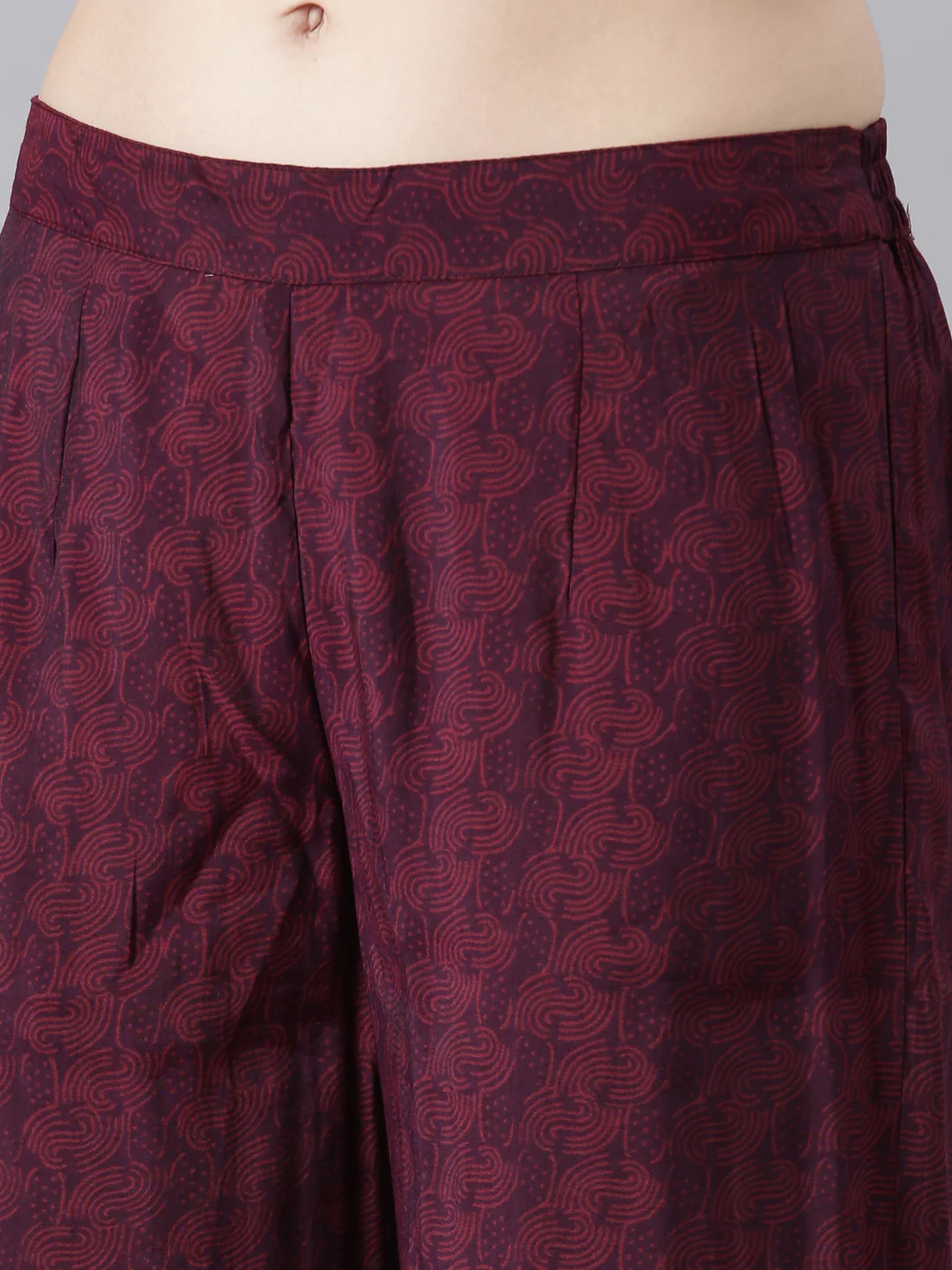 Neerus Purple Model Curved Casual Floral Kurta and Trouser with Dupatta - Image 7