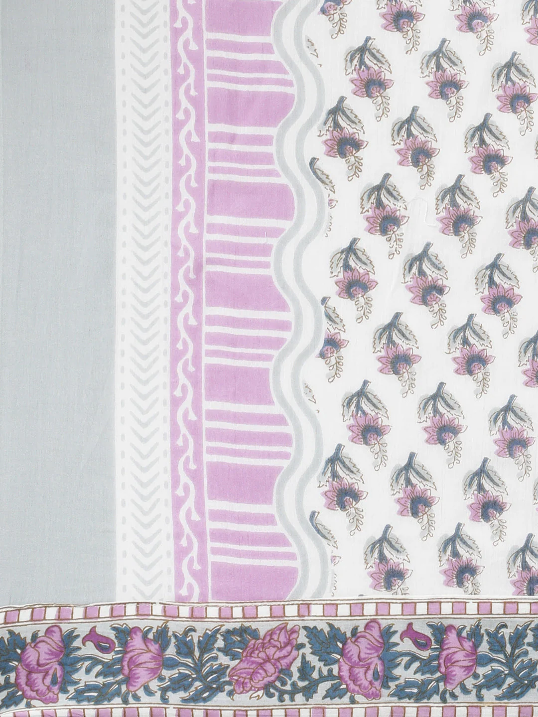 Neerus Purple Panelled Straight Printed Kurta And Trousers With Dupatta - Image 8