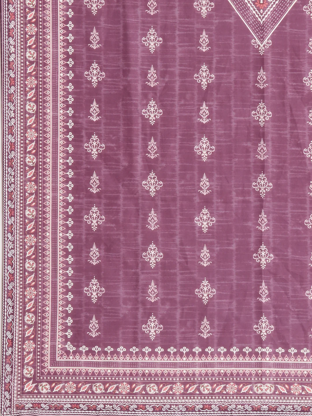 Neerus Purple Printed Kaftan Kurta and Trousers With Dupatta - Image 7