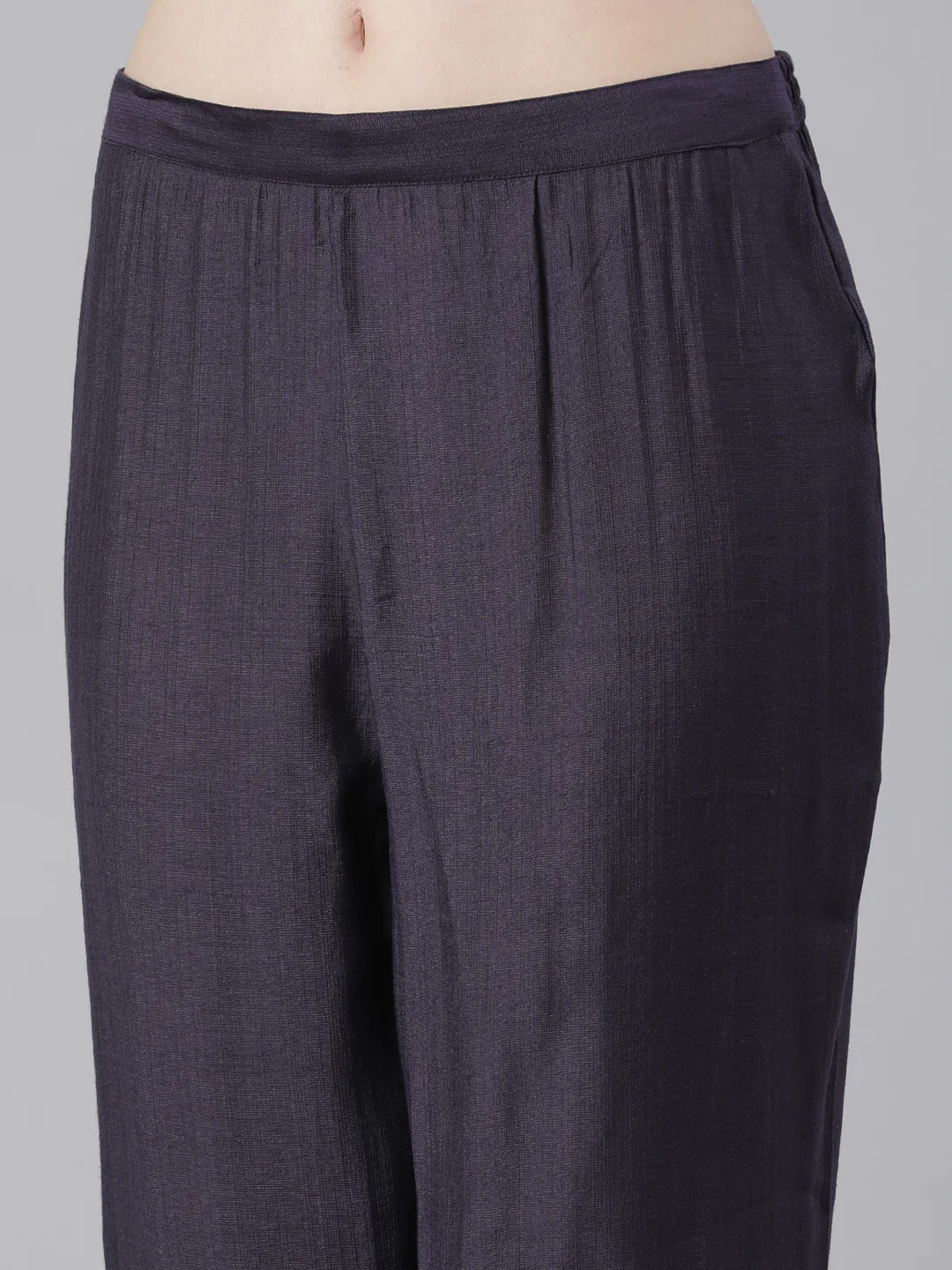 Neerus Purple Printed Straight Kurta and Trousers - Image 5