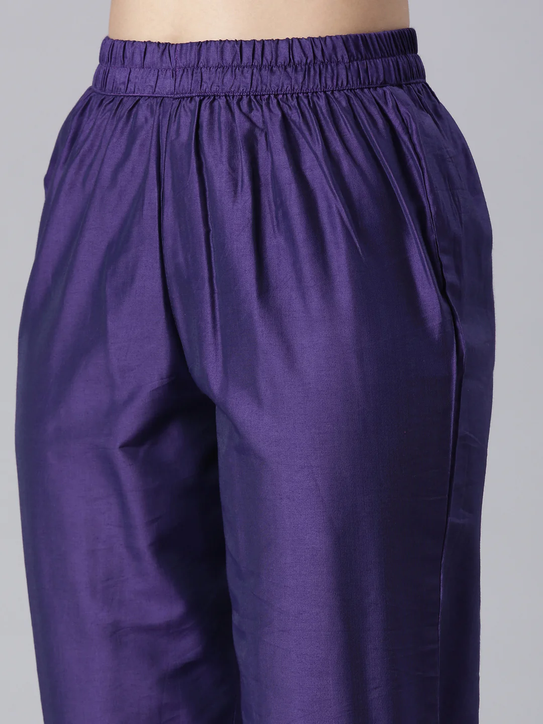 Neerus Purple Printed Straight Kurta and Trousers With Dupatta - Image 6