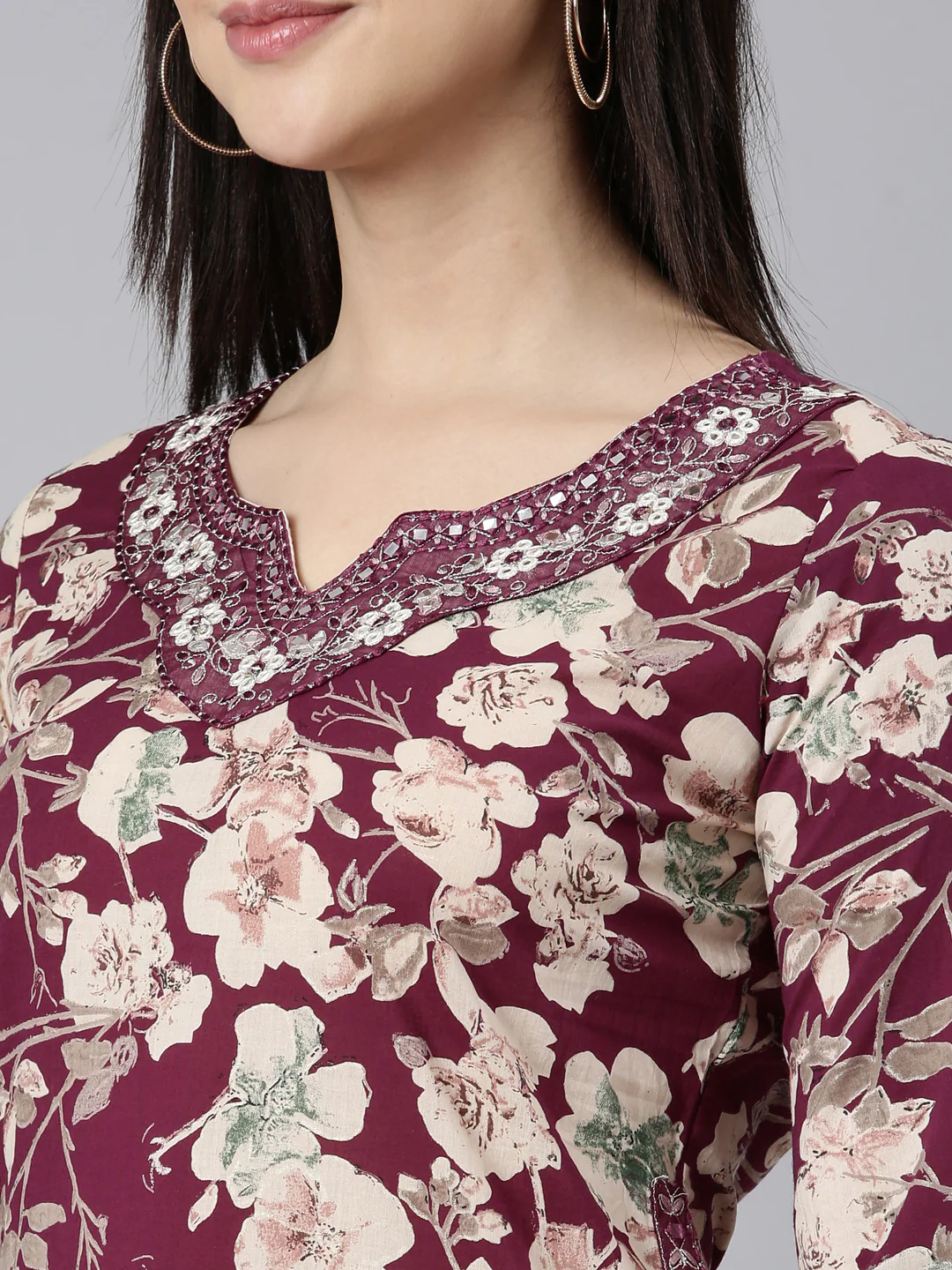 Neerus Purple Regular Straight Floral Kurta And Salwar With Dupatta - Image 4