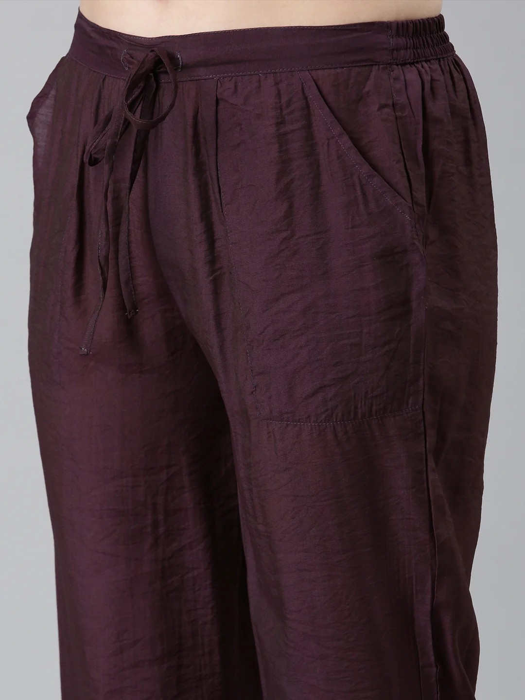 Neerus Purple Regular Straight Floral Kurta And Trousers With Dupatta - Image 6