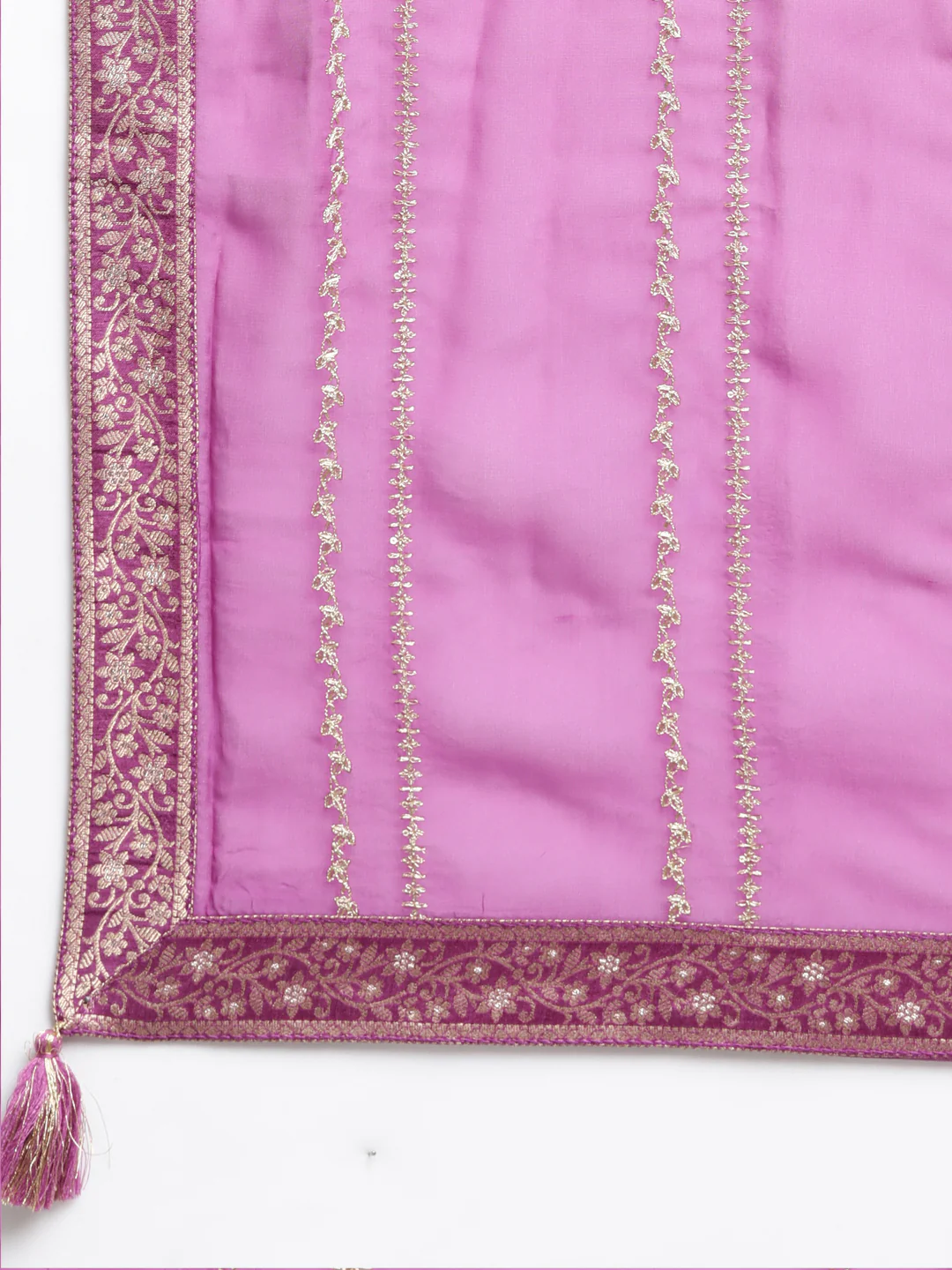 Neerus Purple Regular Straight Floral Kurta And Trousers With Dupatta - Image 7