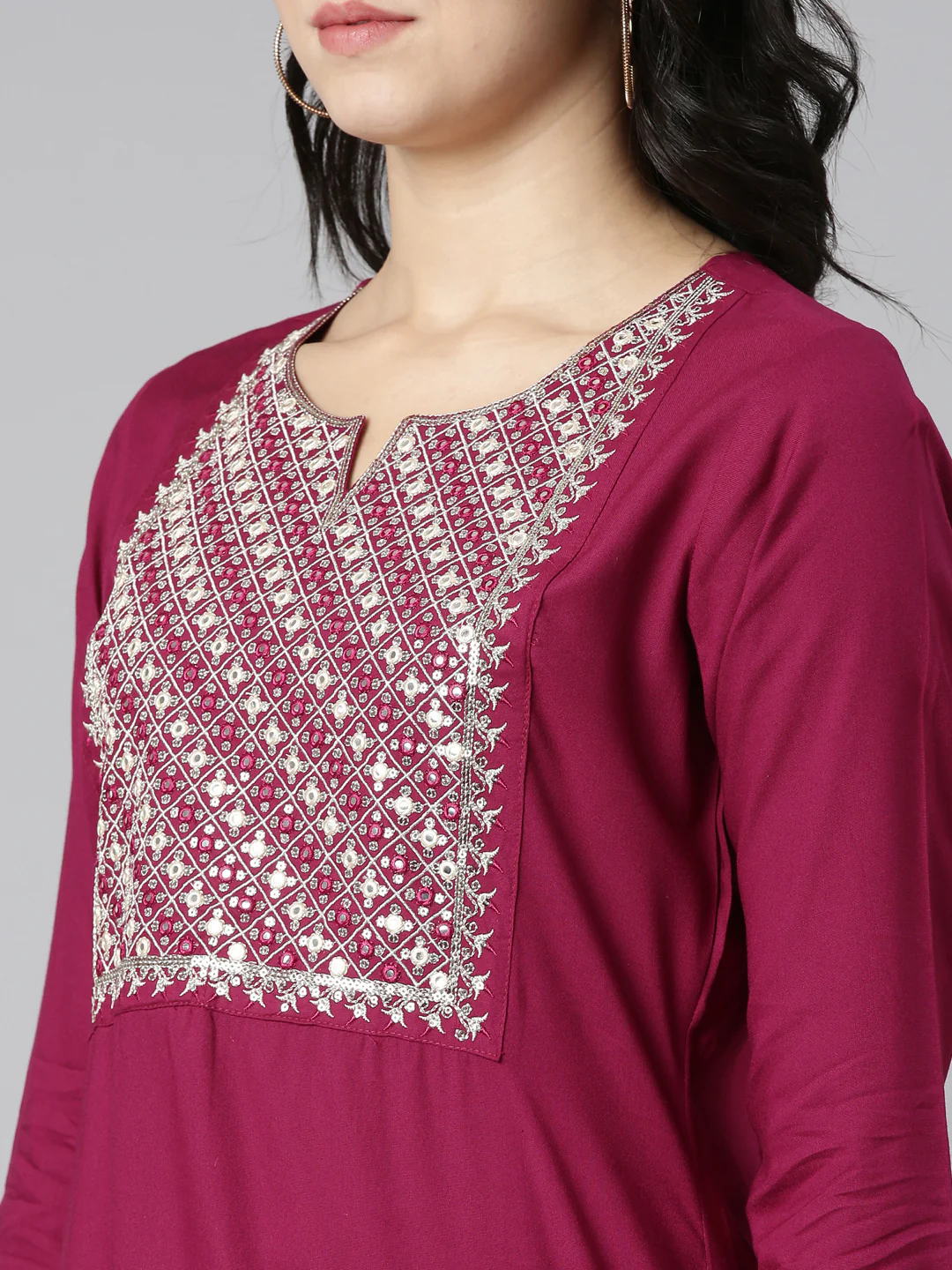 Neerus Purple Regular Straight Printed Kurta - Image 4