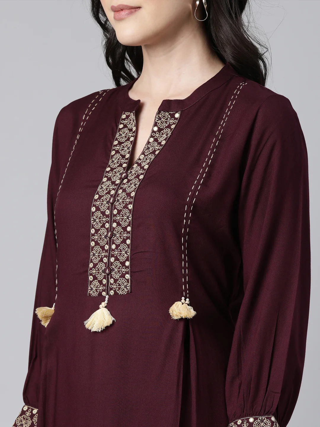 Neerus Purple Regular Straight Solid Kurta And  Trousers - Image 4