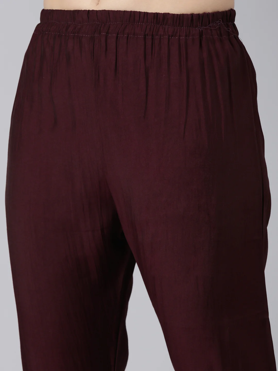 Neerus Purple Regular Straight Solid Kurta And Trousers With Dupatta - Image 6