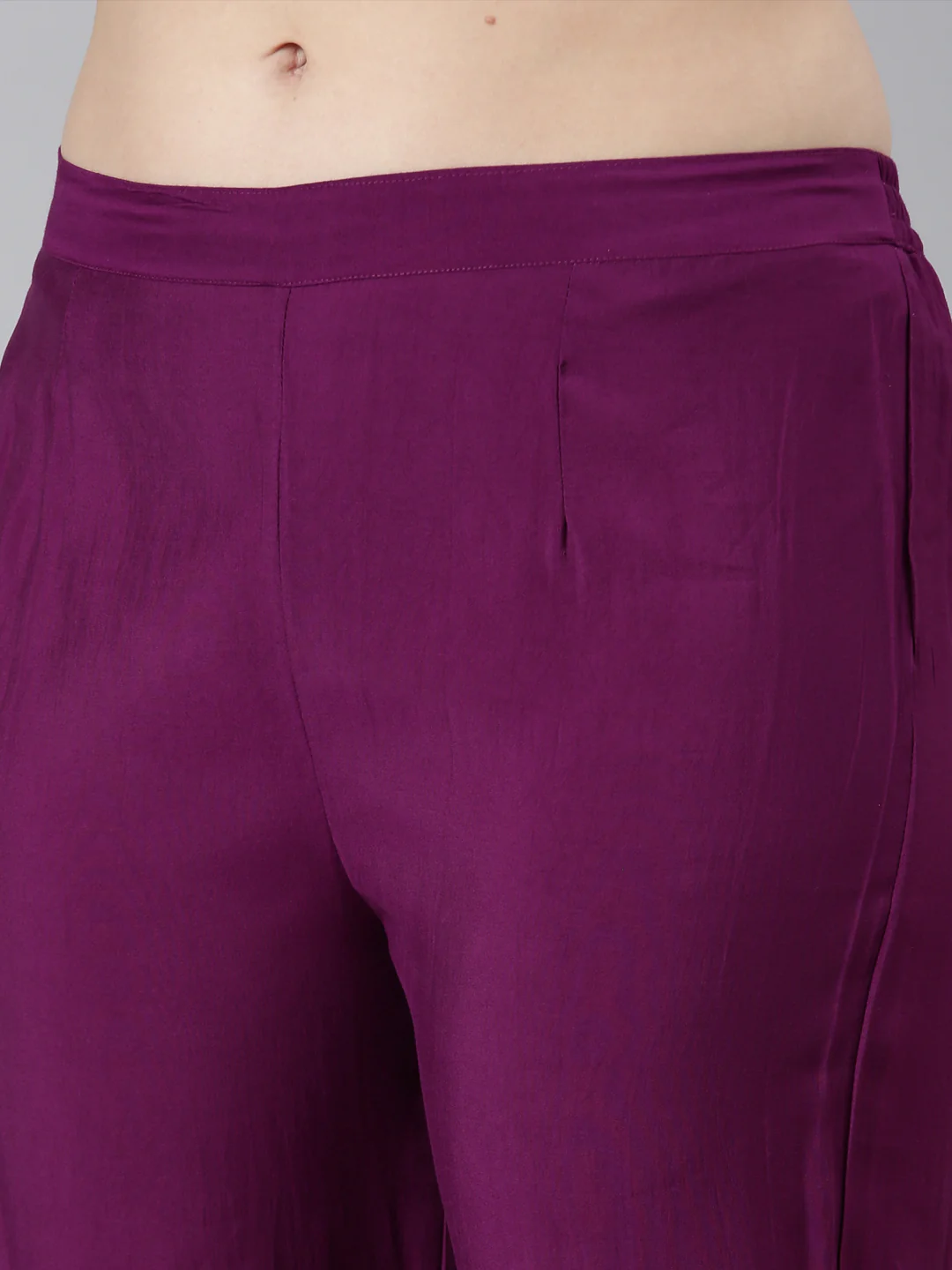 Neerus Purple Regular Straight Solid Kurta And Trousers With Dupatta - Image 6