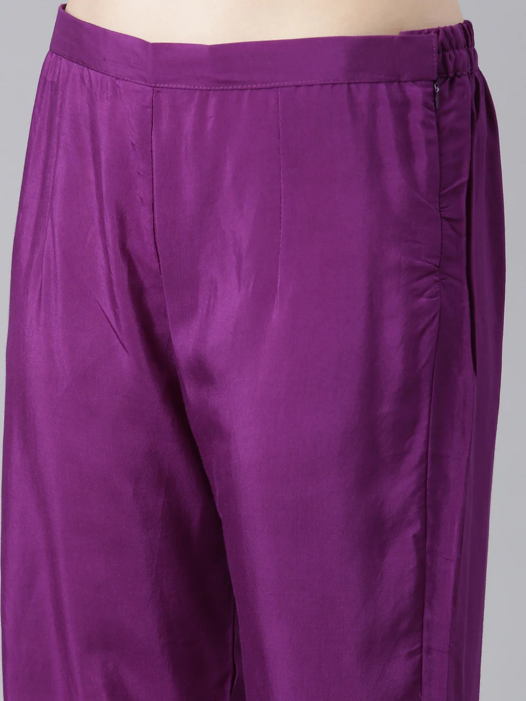 Neerus Purple Silk Straight Casual Chevron Kurta and Trouser with Dupatta - Image 7