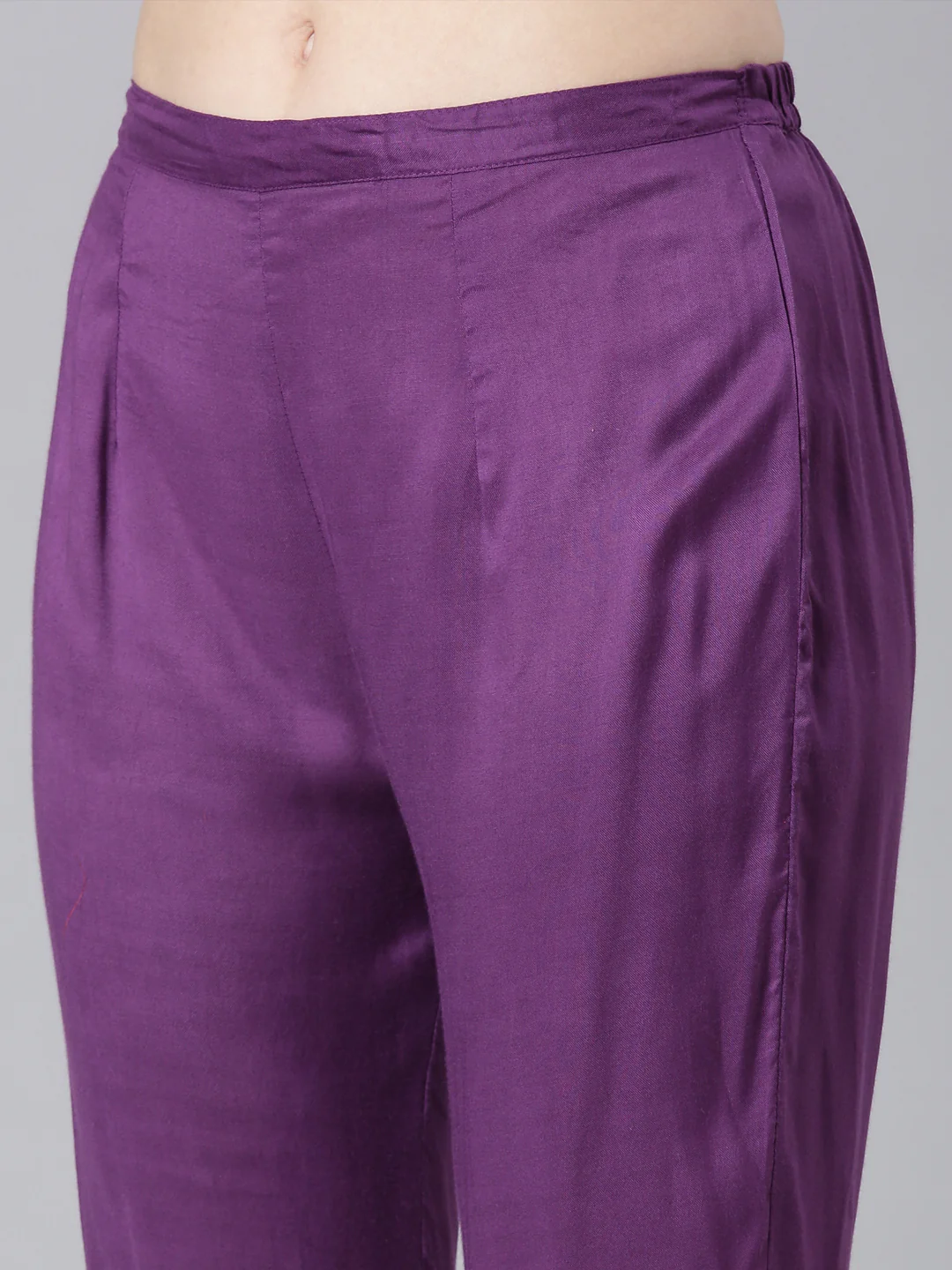 Neerus Purple Solid Straight Kurta and Trousers With Dupatta - Image 6