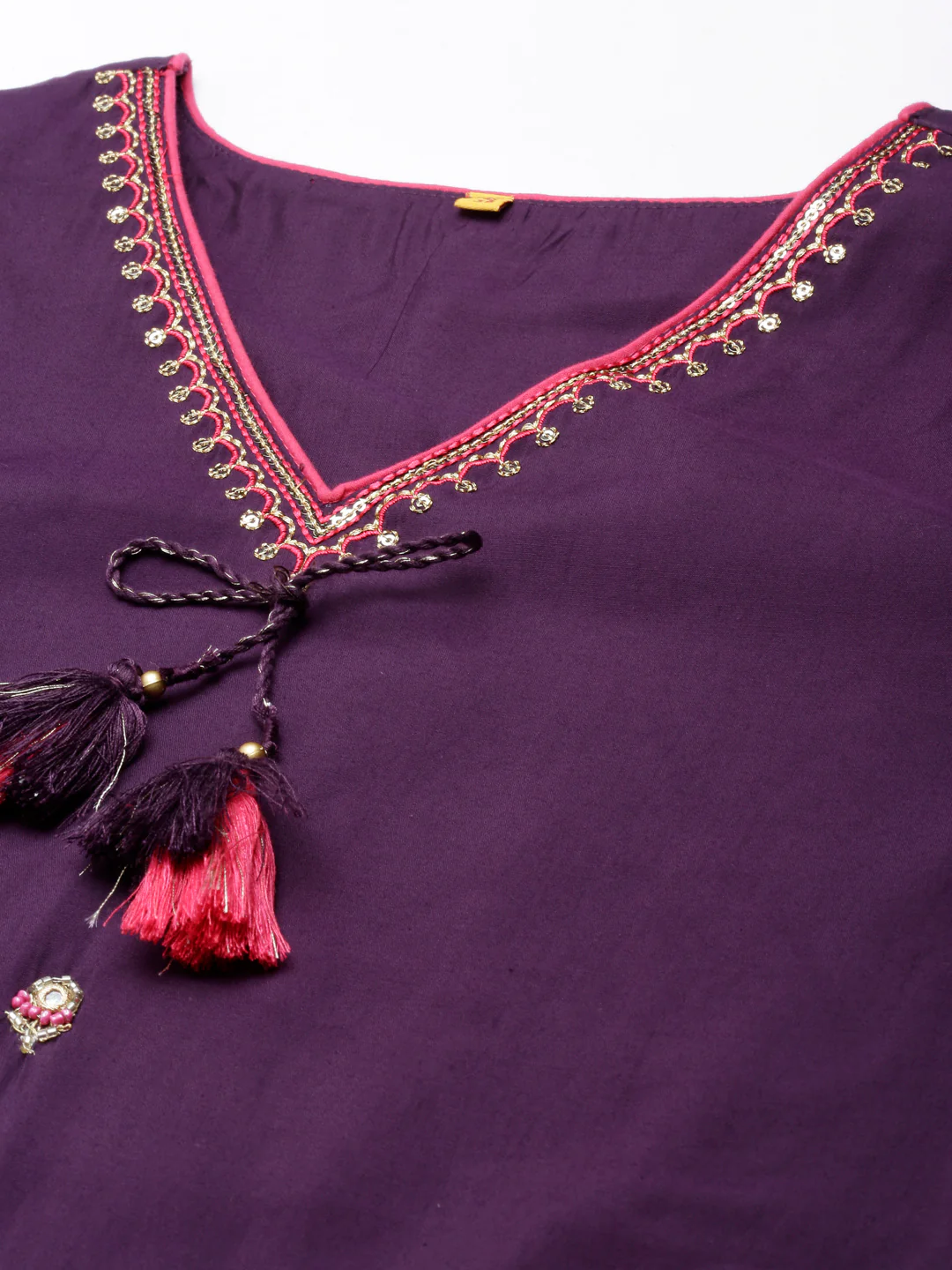 Neerus Purple Straight Casual Embellished Straight Kurta - Image 5