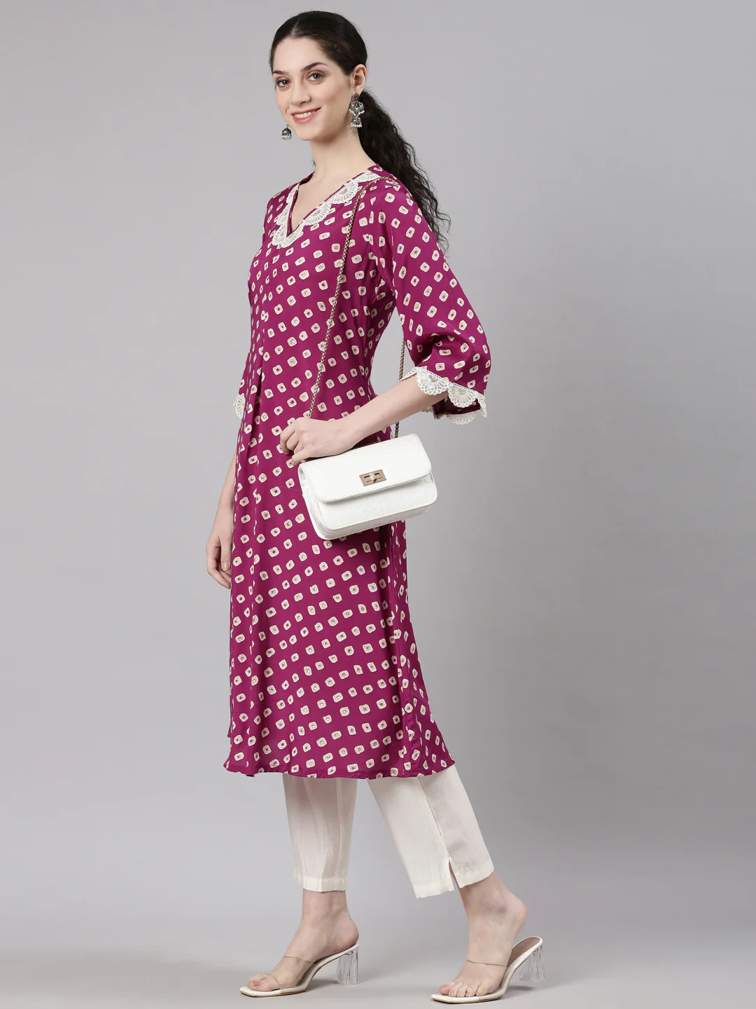 Neerus Purple Straight Casual Kurta and Trouser - Image 6