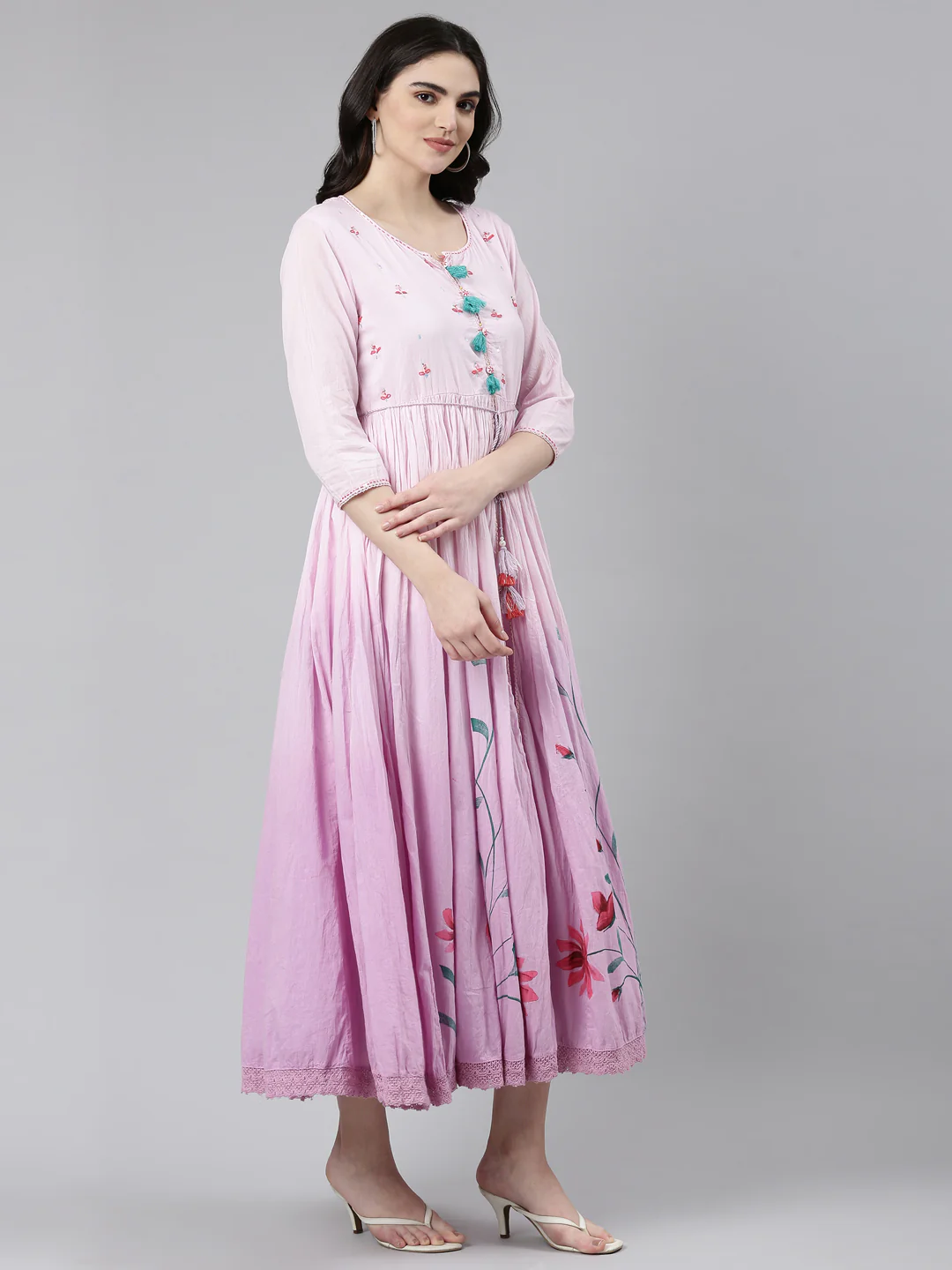Neerus Purple Straight Casual Printed Gown - Image 2