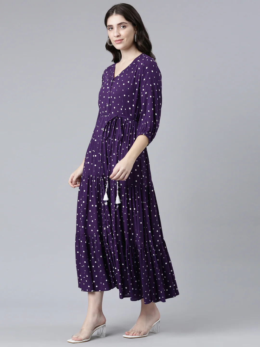 Neerus Purple Straight Casual Printed Gown - Image 2