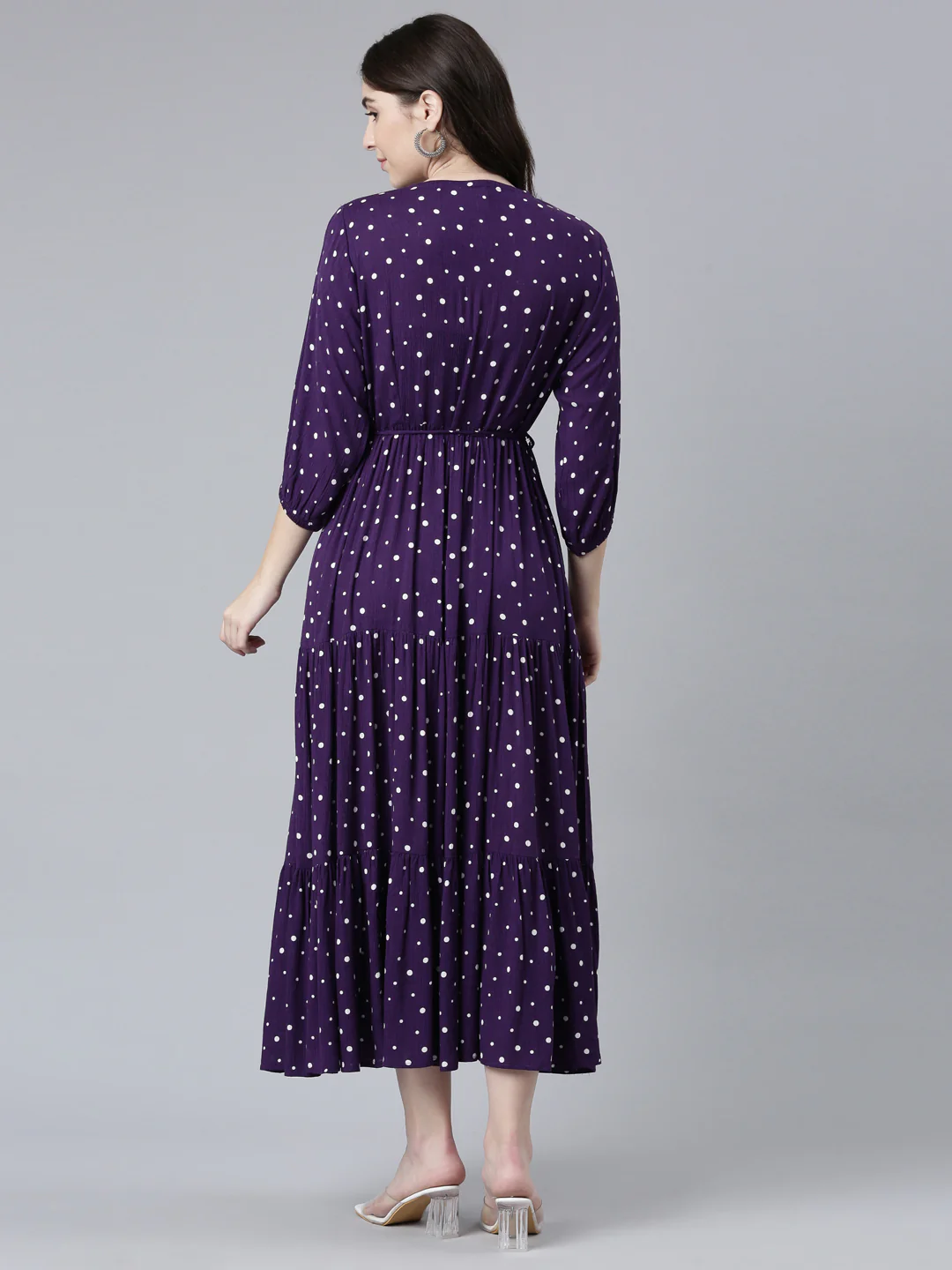 Neerus Purple Straight Casual Printed Gown - Image 3