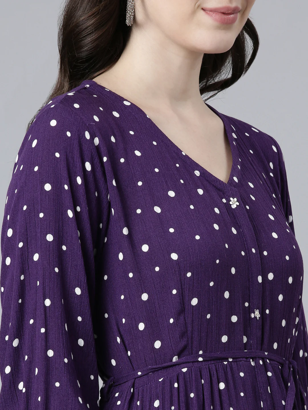 Neerus Purple Straight Casual Printed Gown - Image 4