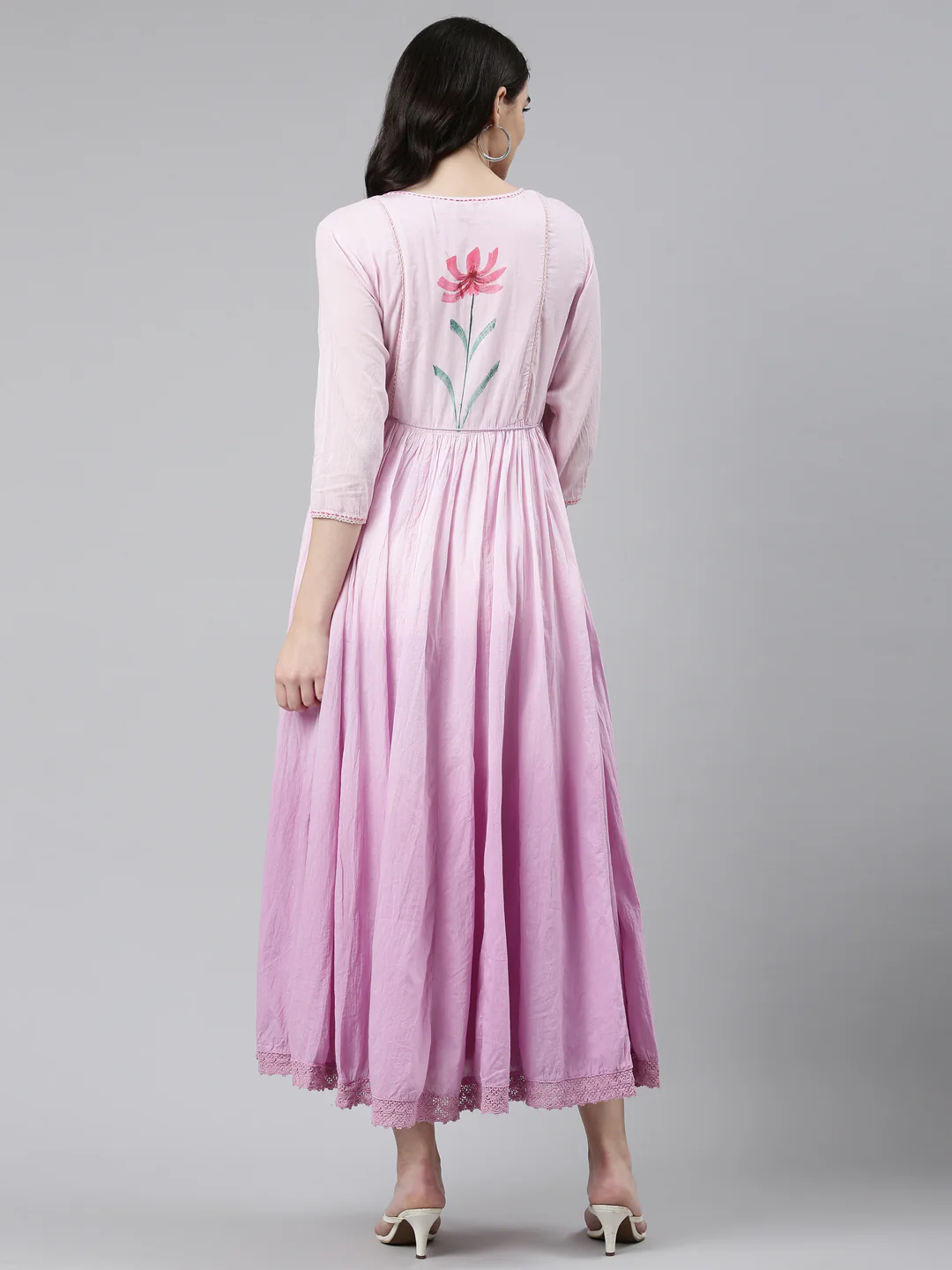 Neerus Purple Straight Casual Printed Gown - Image 3