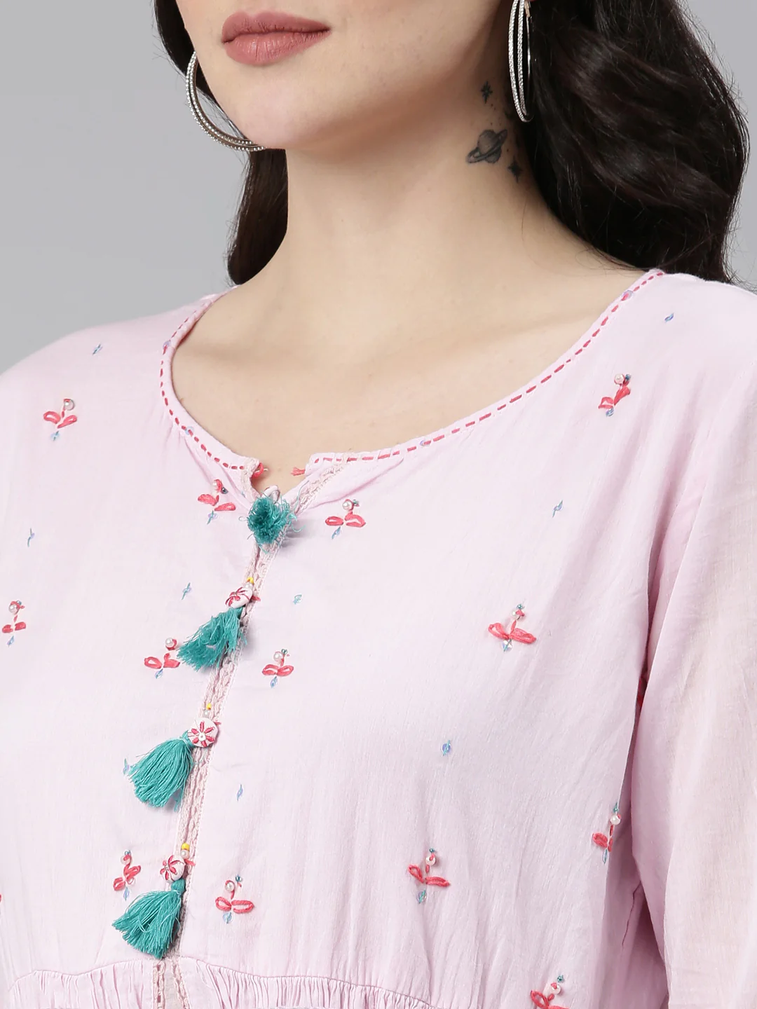 Neerus Purple Straight Casual Printed Gown - Image 4