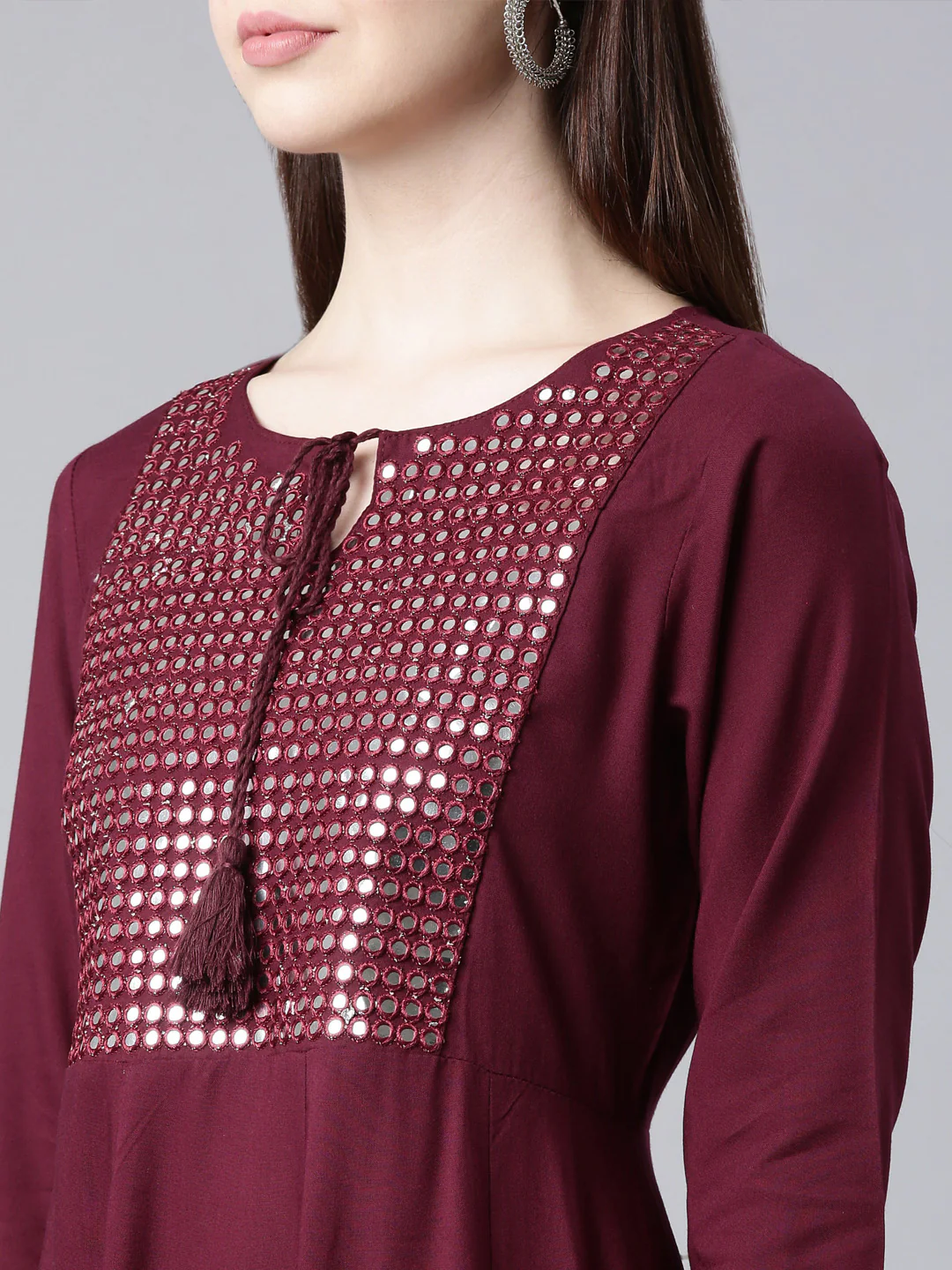 Neerus Purple Straight Casual Solid Anarkali Kurta - Image 5