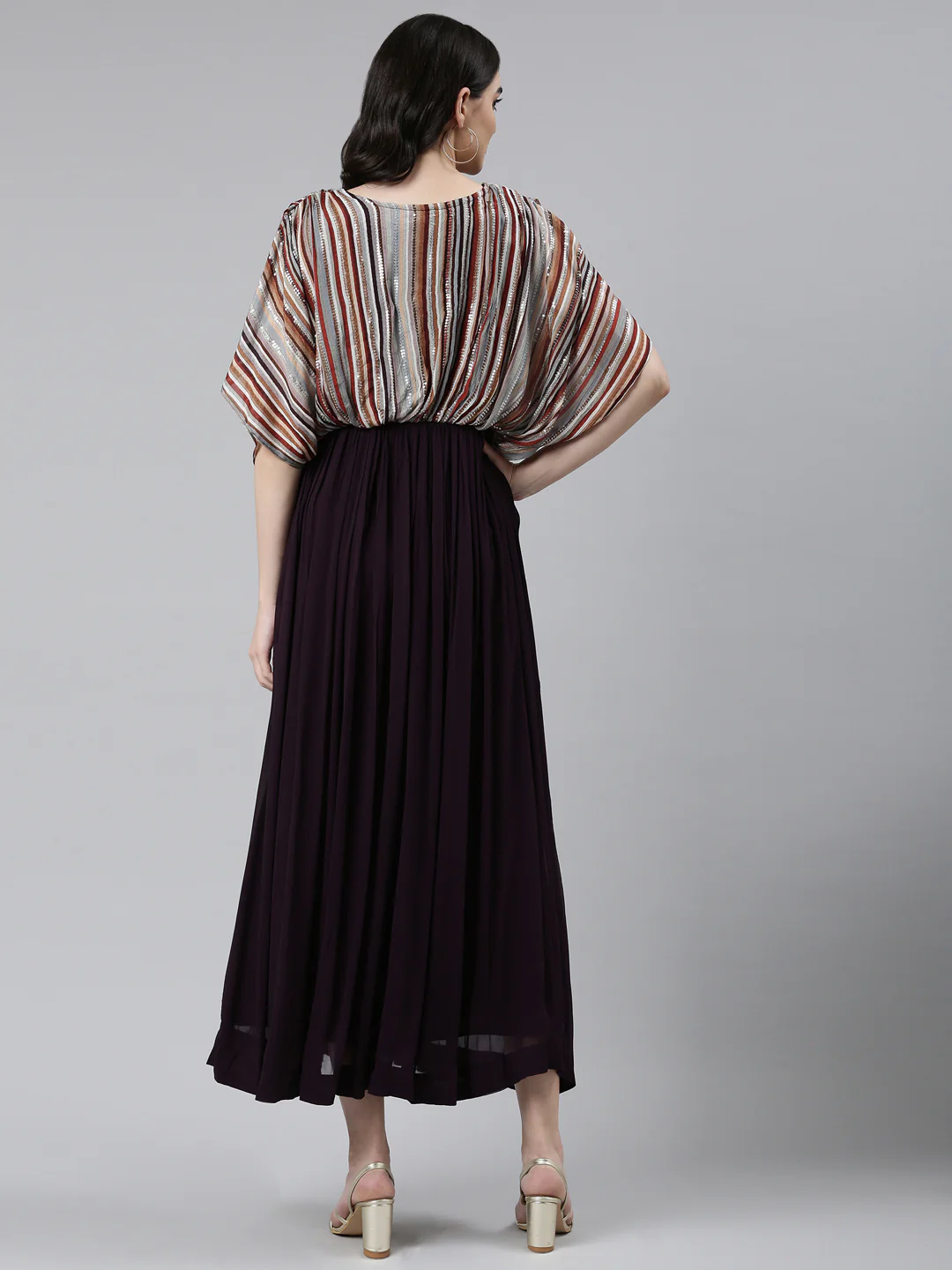 Neerus Purple Straight Casual Solid Dress - Image 3