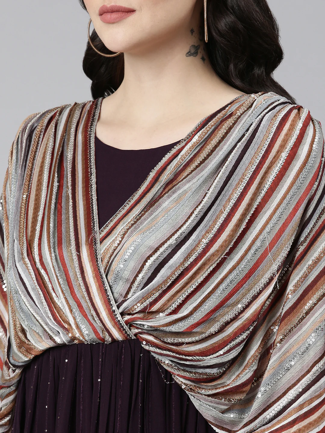 Neerus Purple Straight Casual Solid Dress - Image 4