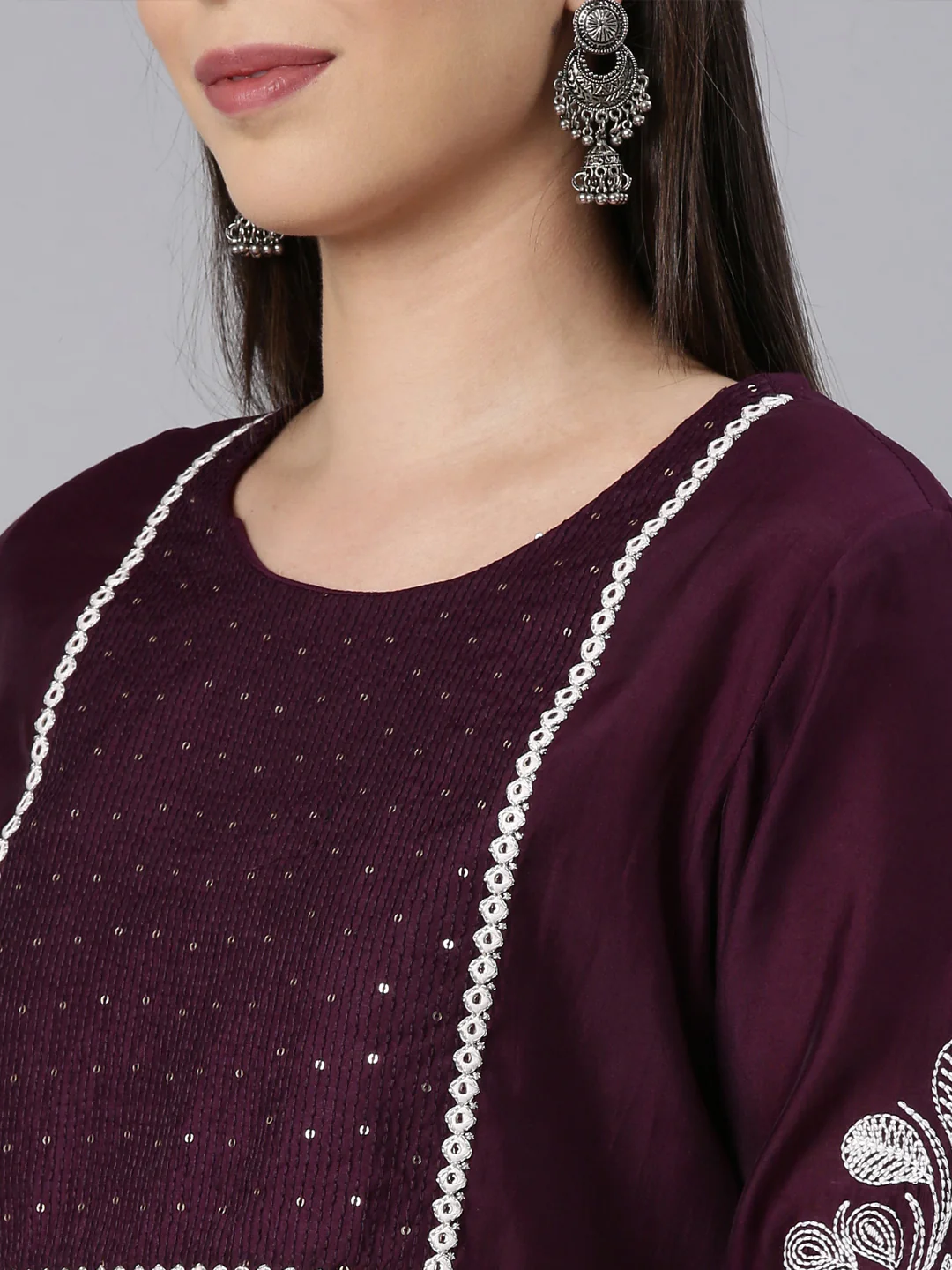 Neerus Purple Straight Casual Solid Straight Kurta - Image 5