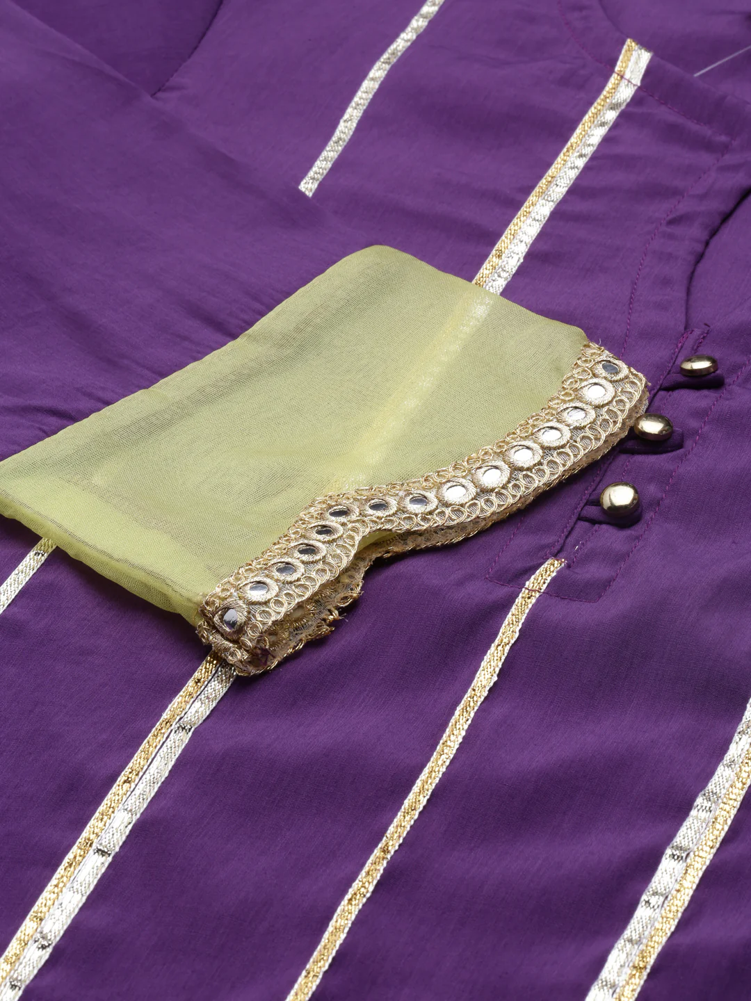 Neerus Purple Straight Straight Crepe Kurta - Image 5