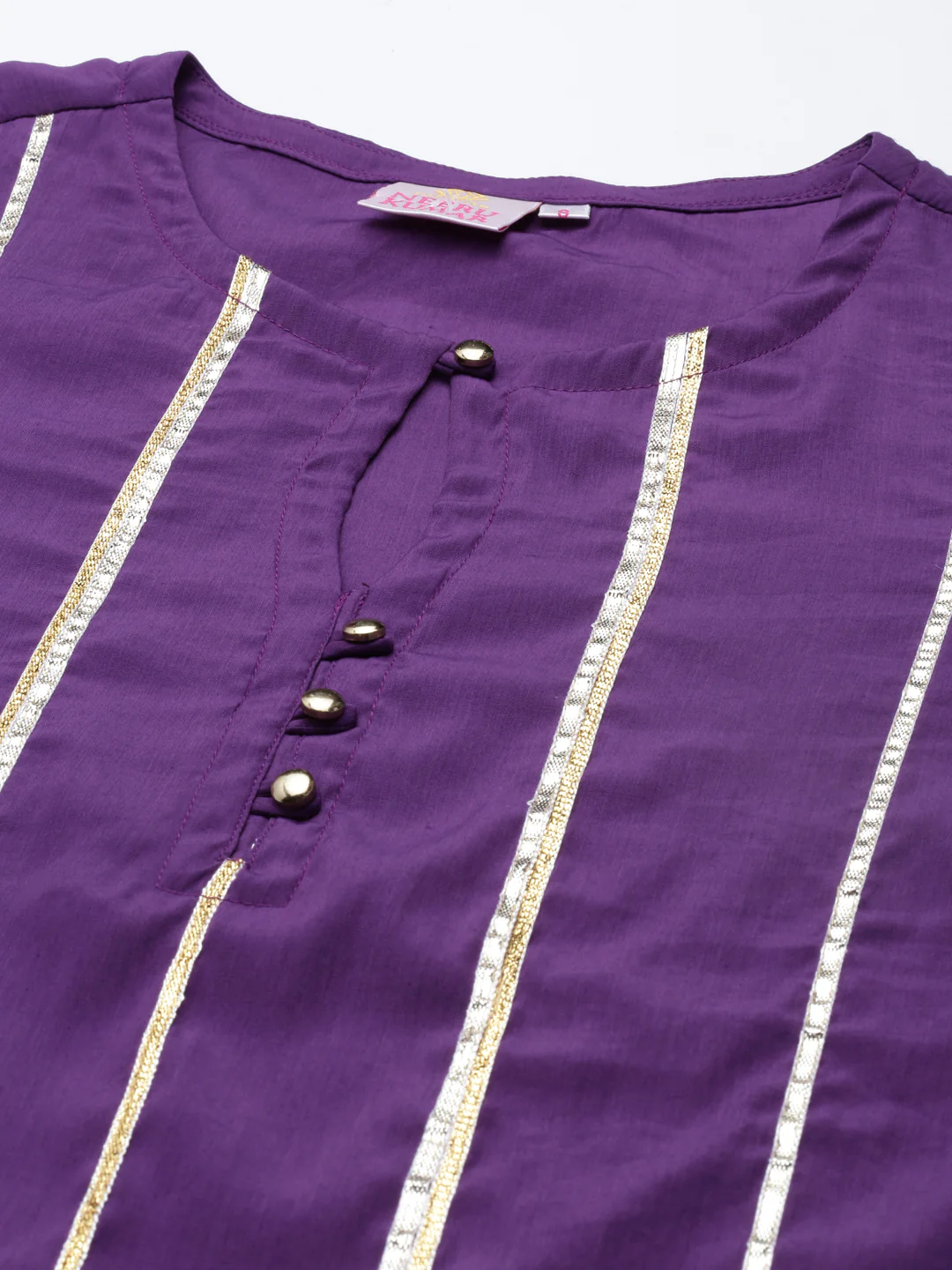 Neerus Purple Straight Straight Crepe Kurta - Image 6