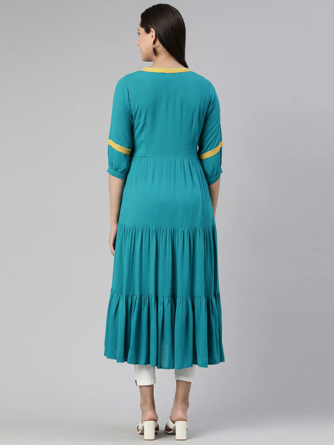 Neerus Rama Anarkali Straight Cotton Silk Kurta - Image 3