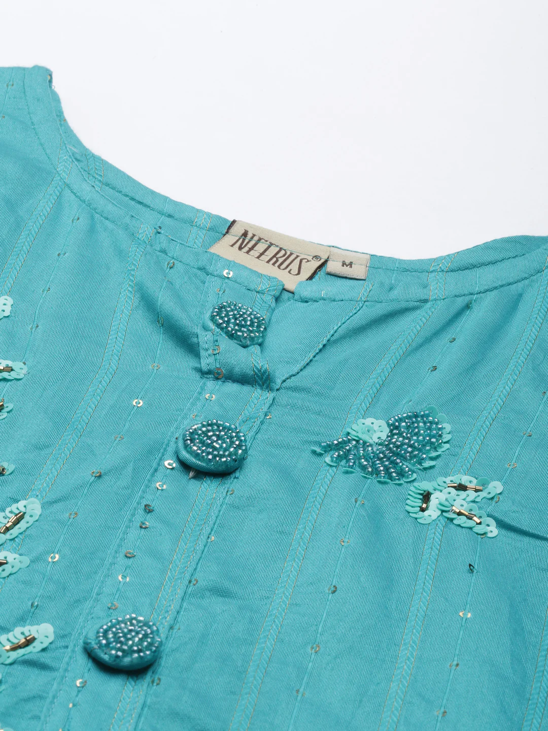 Neerus Rama Color Chanderi Fabric Kurta Set - Image 2