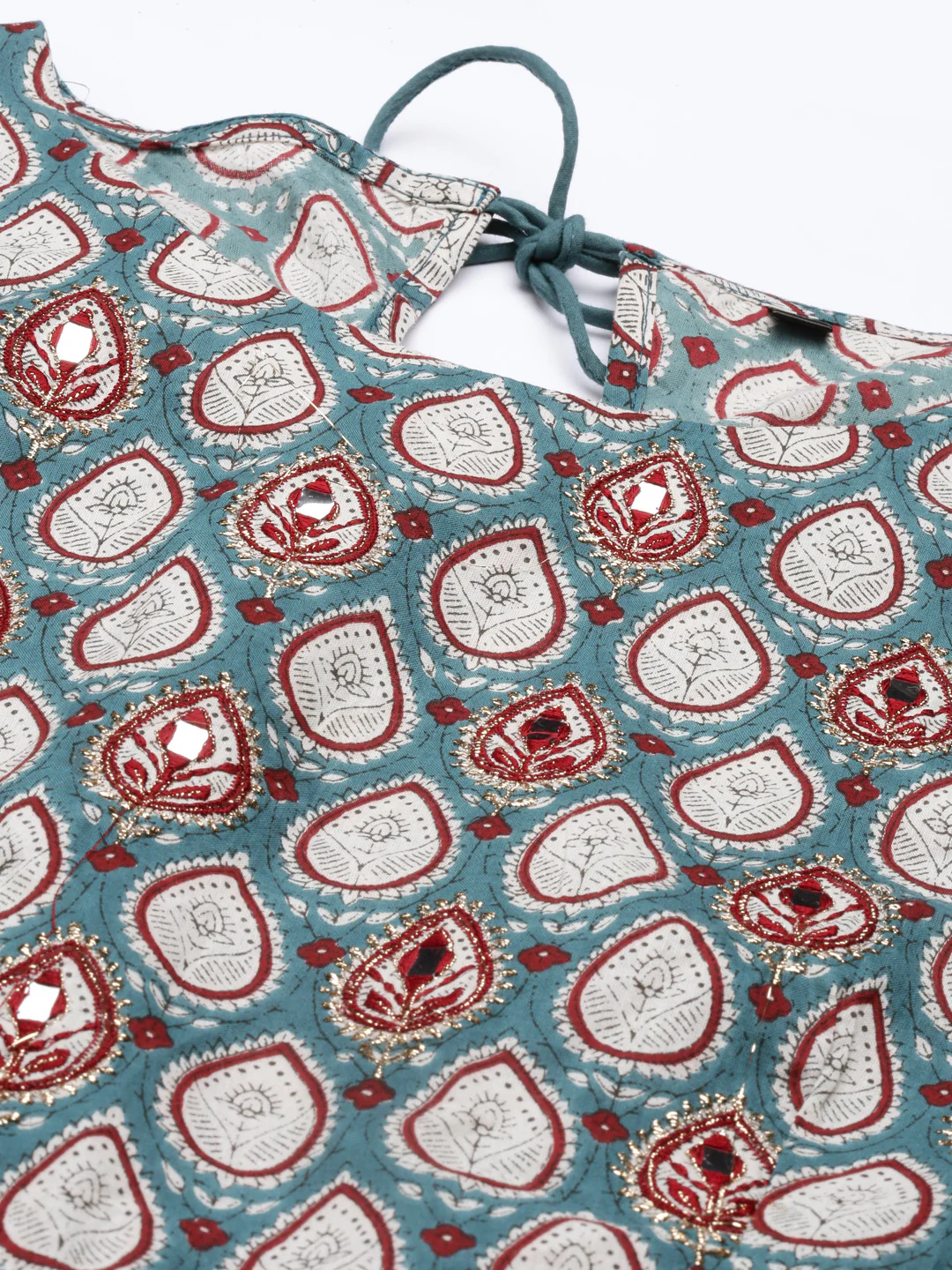 Neerus Rama Color Cotton Fabric Kurta - Image 5