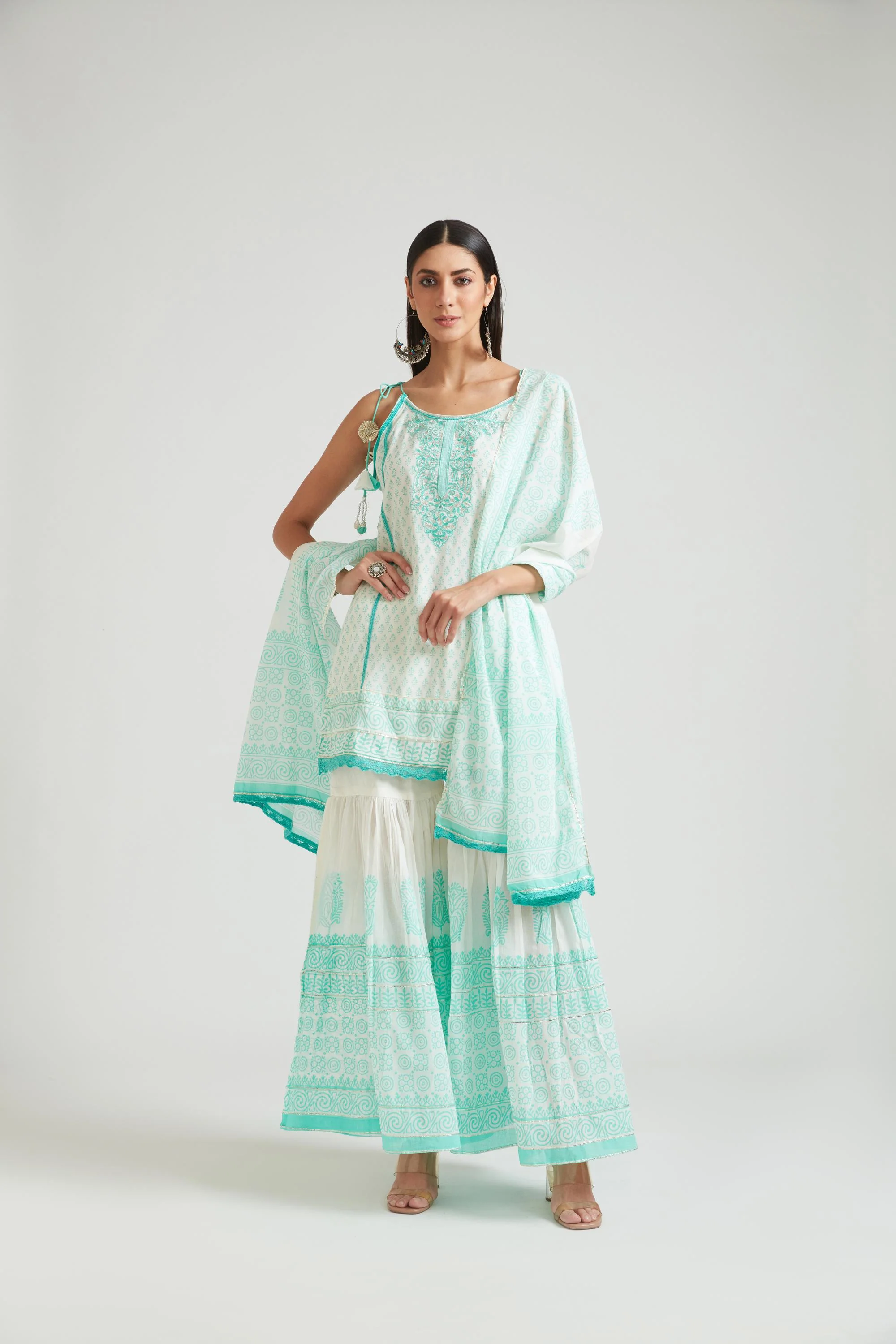 Neerus Rama Color Cotton Fabric Salwar Kameez
