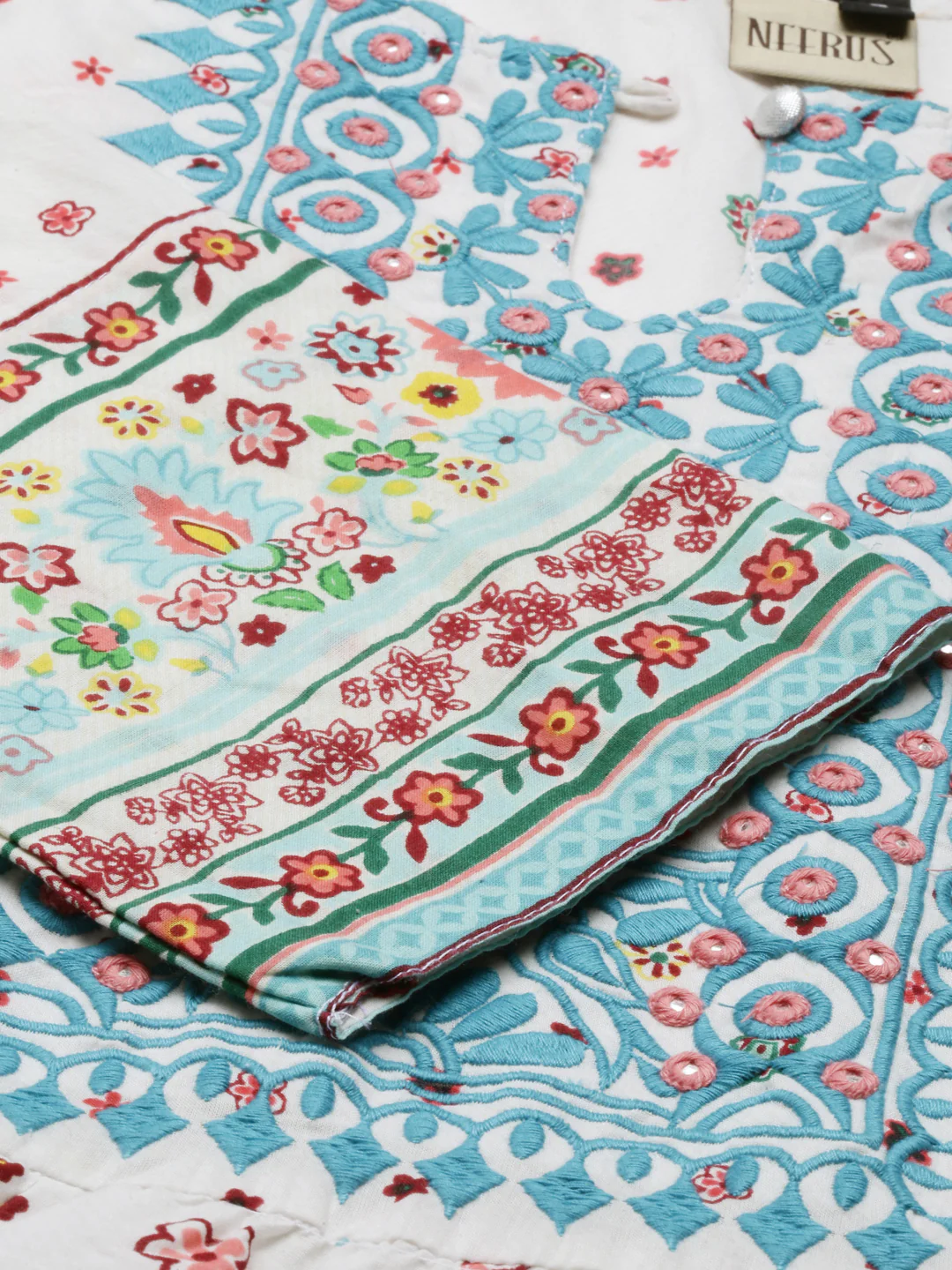 Neerus Rama Color Cotton Fabric Tunic - Image 2